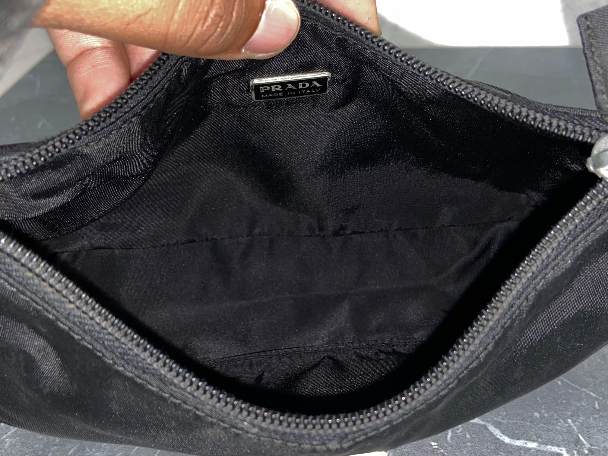 Prada Tessuto Hobo Mini Bag / Pochette Black