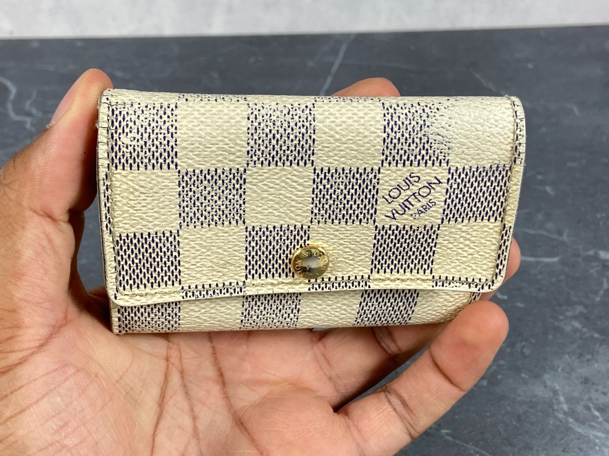 Louis Vuitton 6 Key Holder Damier Azur Canvas