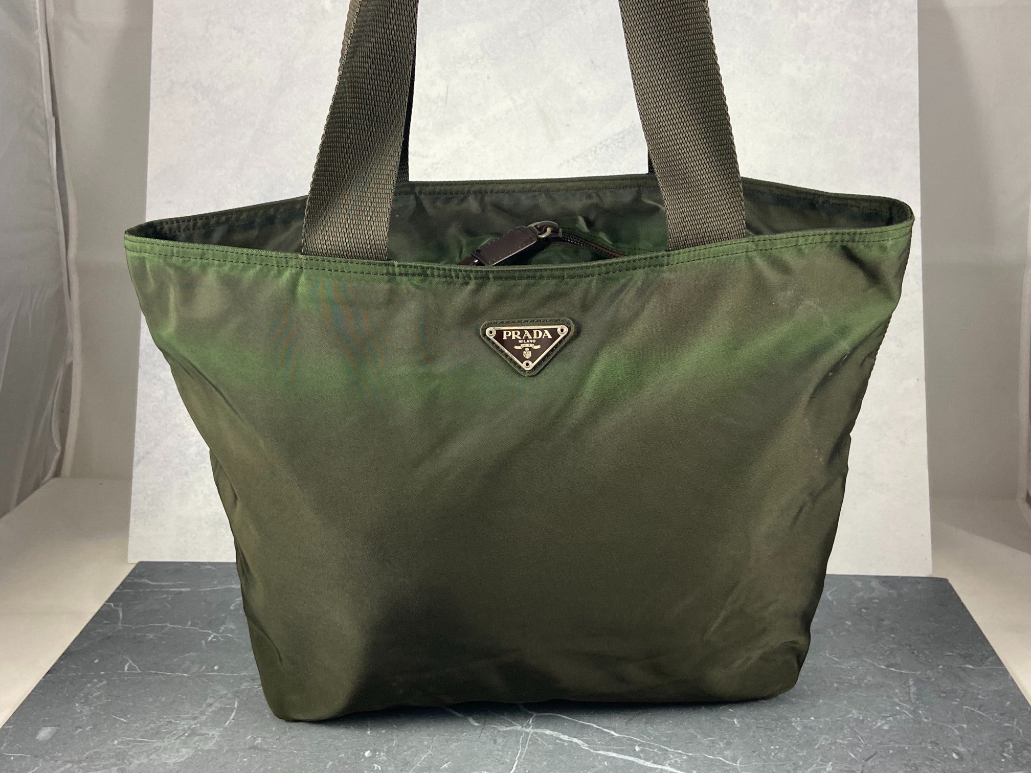 Prada Tessuto Nylon Hand / Tote Bag Dark Green