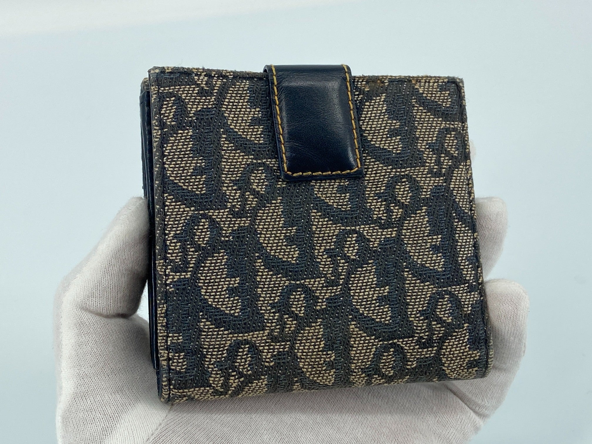 Christian Dior Compact Wallet Navy Trotter Monogram