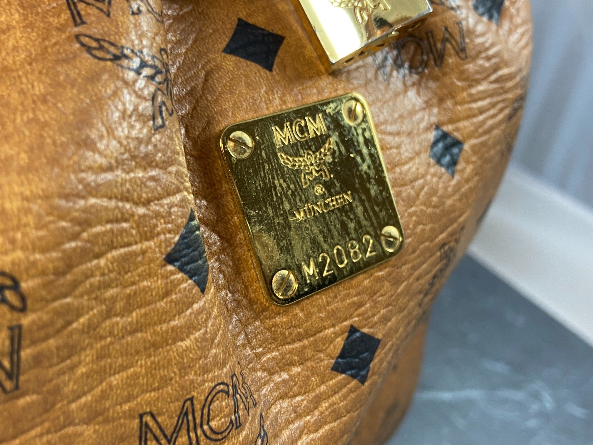 MCM Hand / Hobo Bag Beige Visetos Cognac Monogram