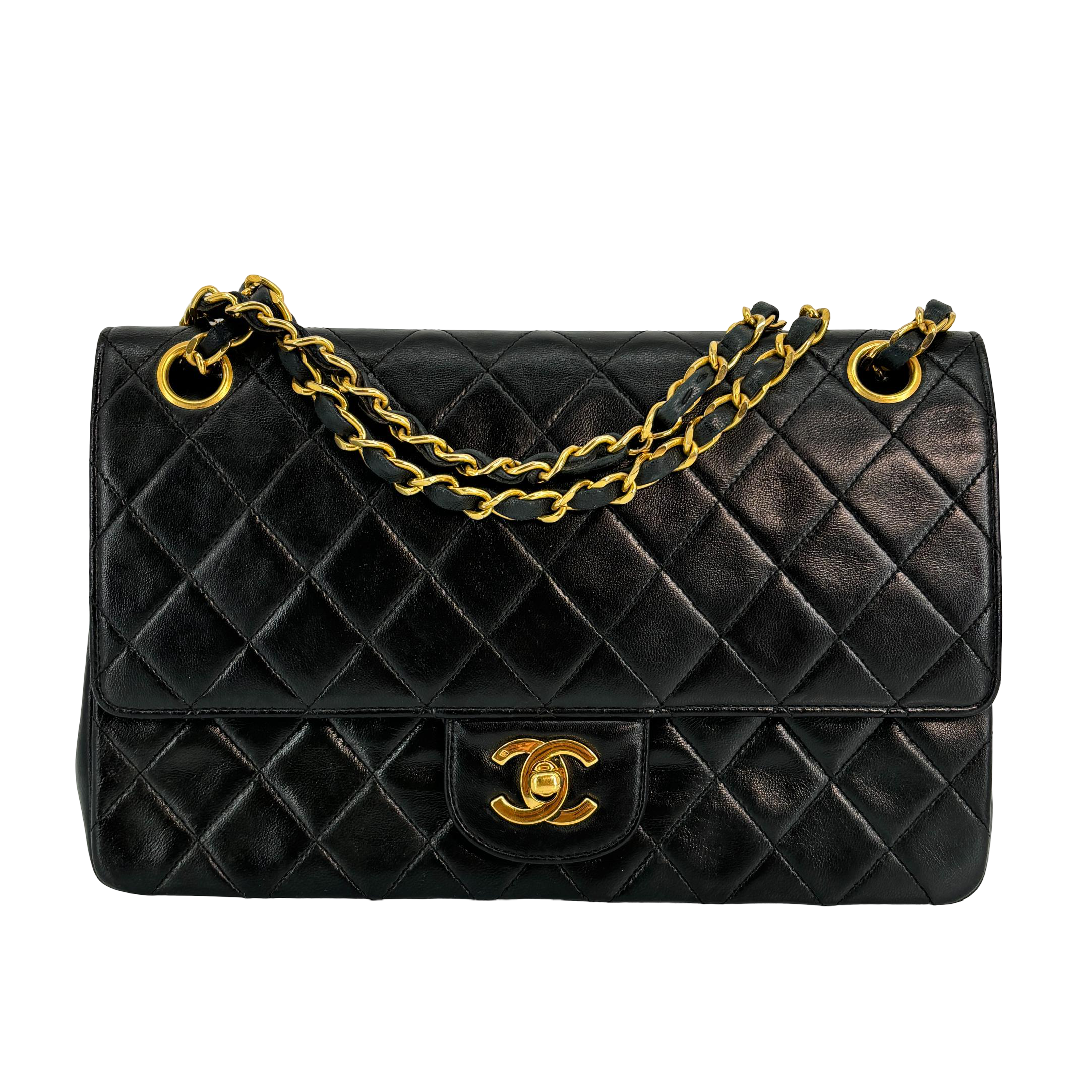Chanel Timeless / Classique Double Flap Bag Black Matelassé Leather Medium