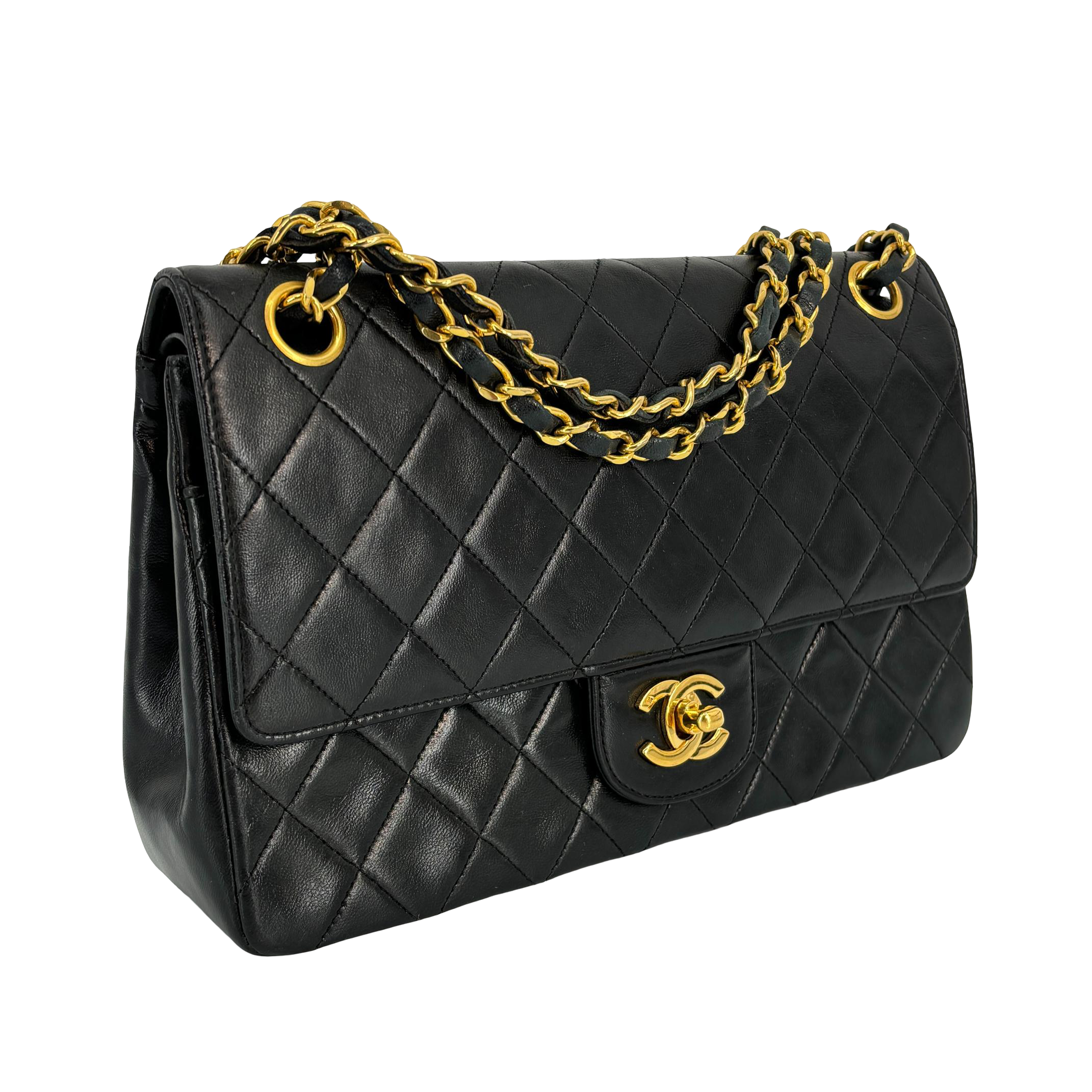 Chanel Timeless / Classique Double Flap Bag Black Matelassé Leather Medium