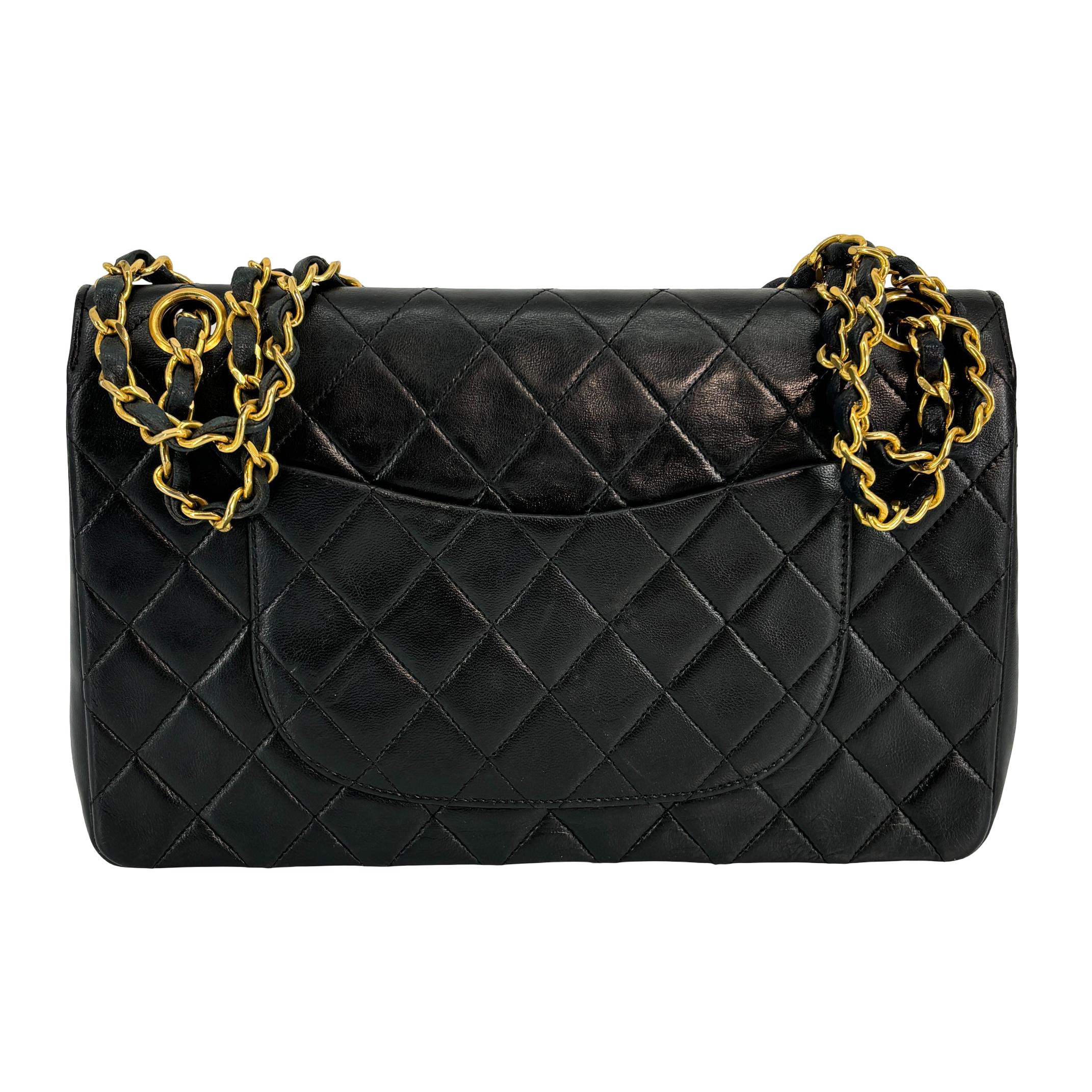 Chanel Timeless / Classique Double Flap Bag Black Matelassé Leather Medium