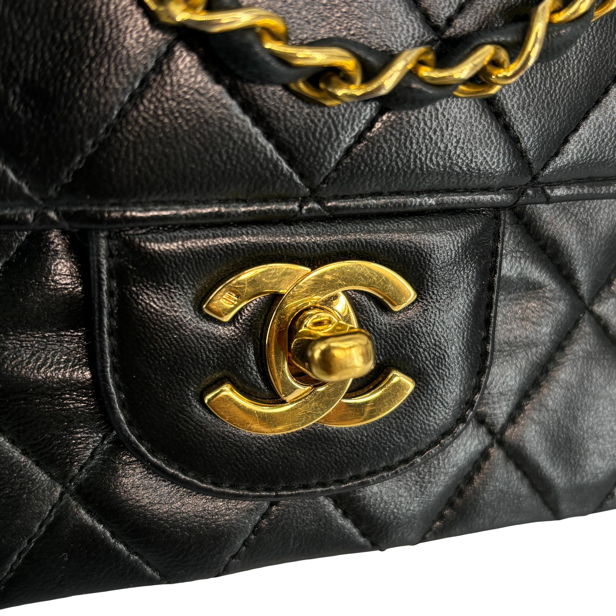 Chanel Timeless / Classique Double Flap Bag Black Matelassé Leather Medium