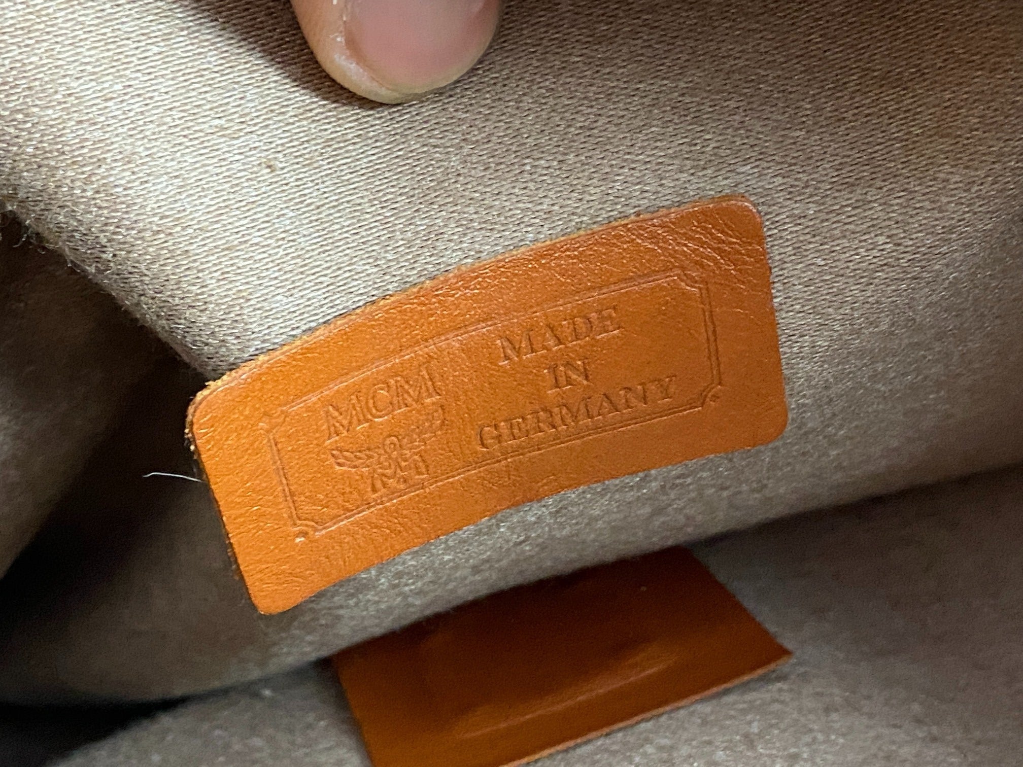 MCM Matchsack Shoulder Bag Beige Visetos Cognac Monogram