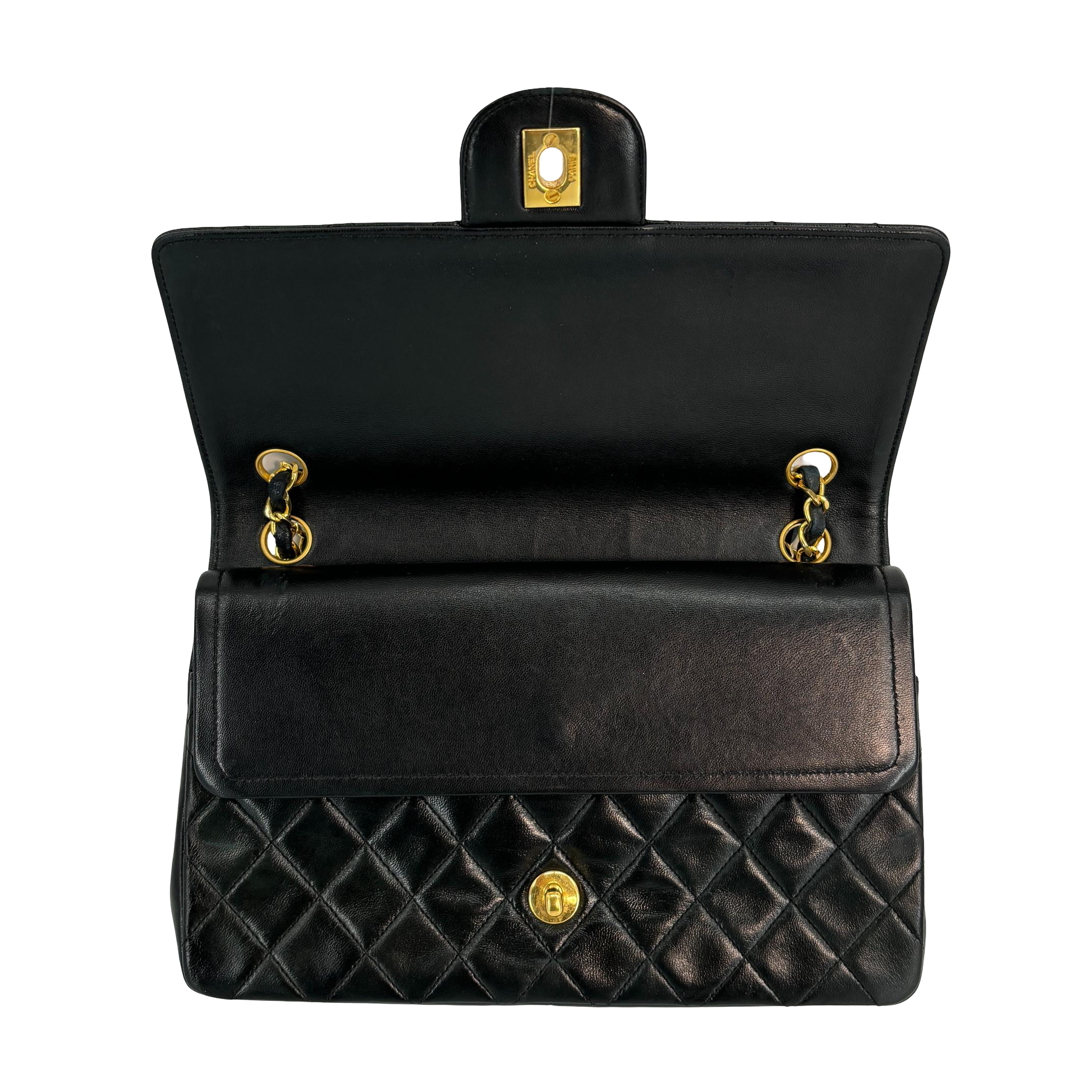 Chanel Timeless / Classique Double Flap Bag Black Matelassé Leather Medium