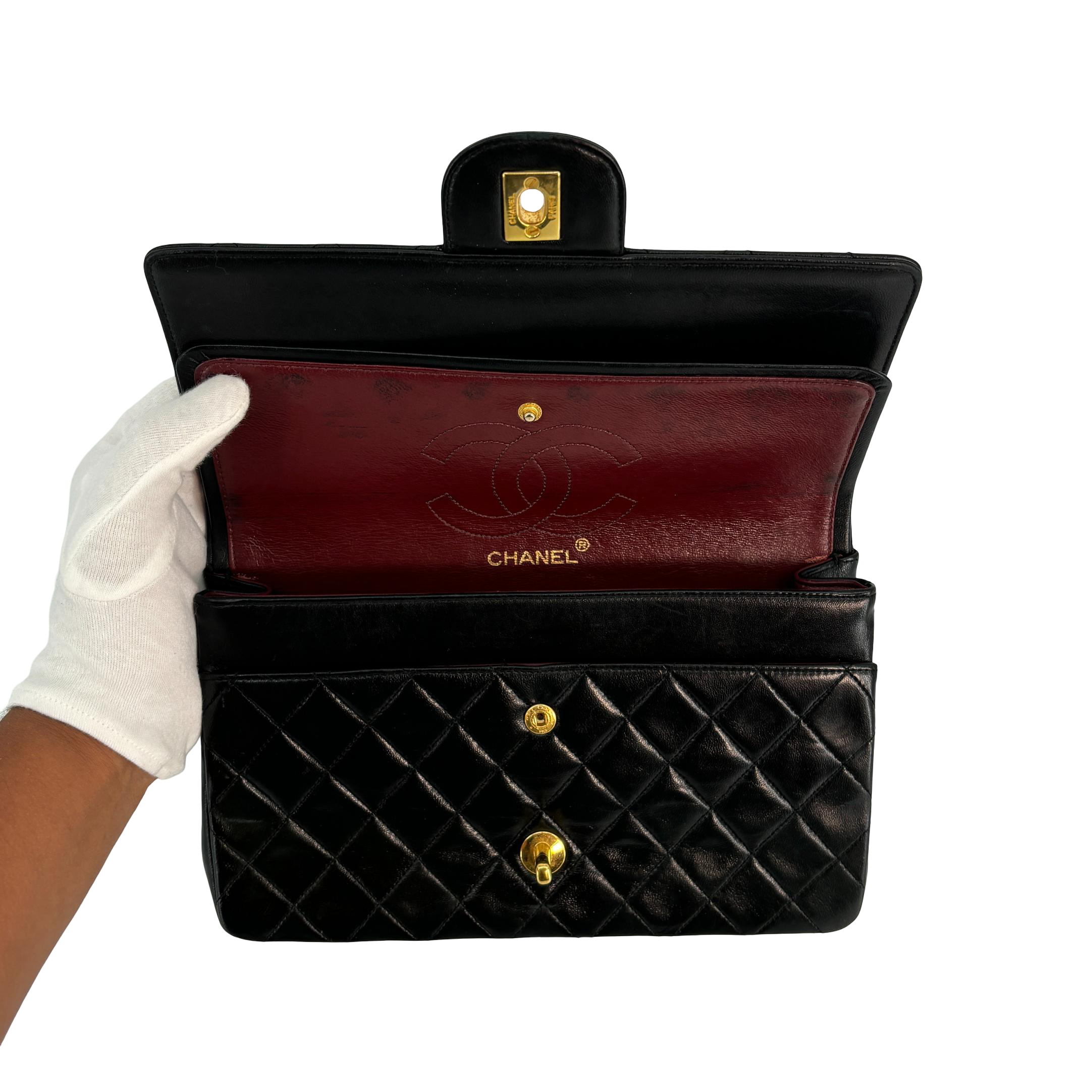 Chanel Timeless / Classique Double Flap Bag Black Matelassé Leather Medium