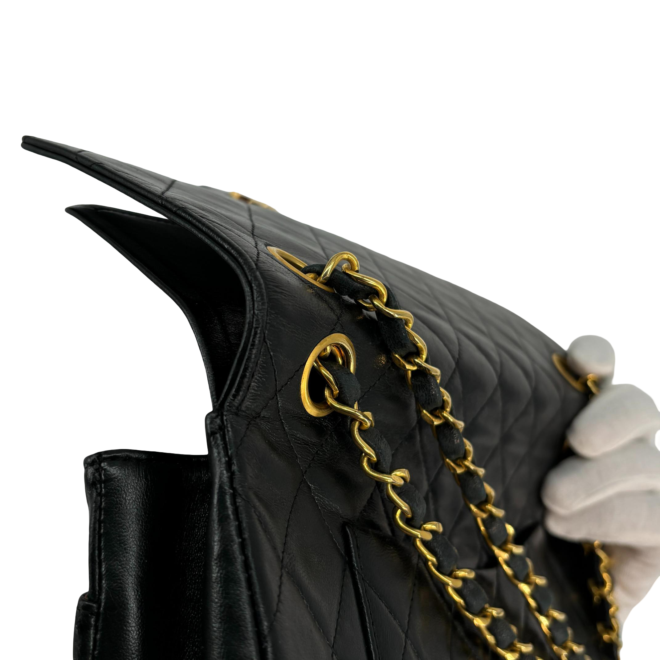 Chanel Timeless / Classique Double Flap Bag Black Matelassé Leather Medium