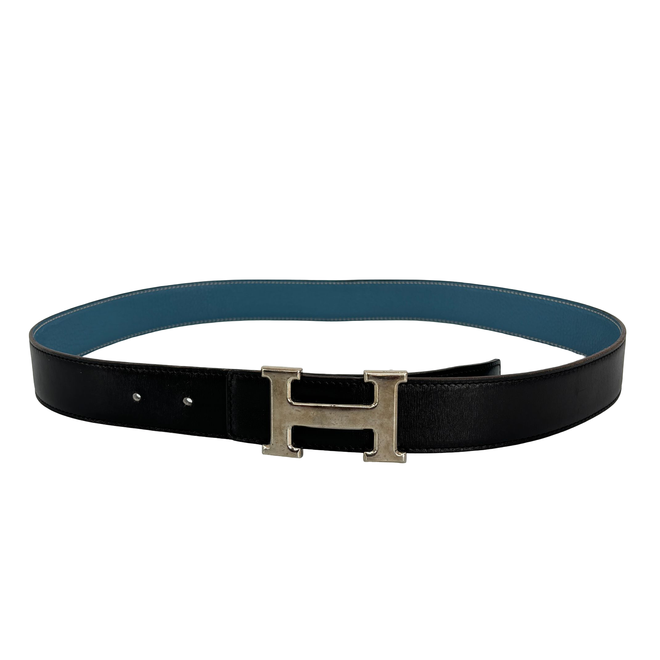 Hermès Constance Belt Blue / Black Leather Size 85