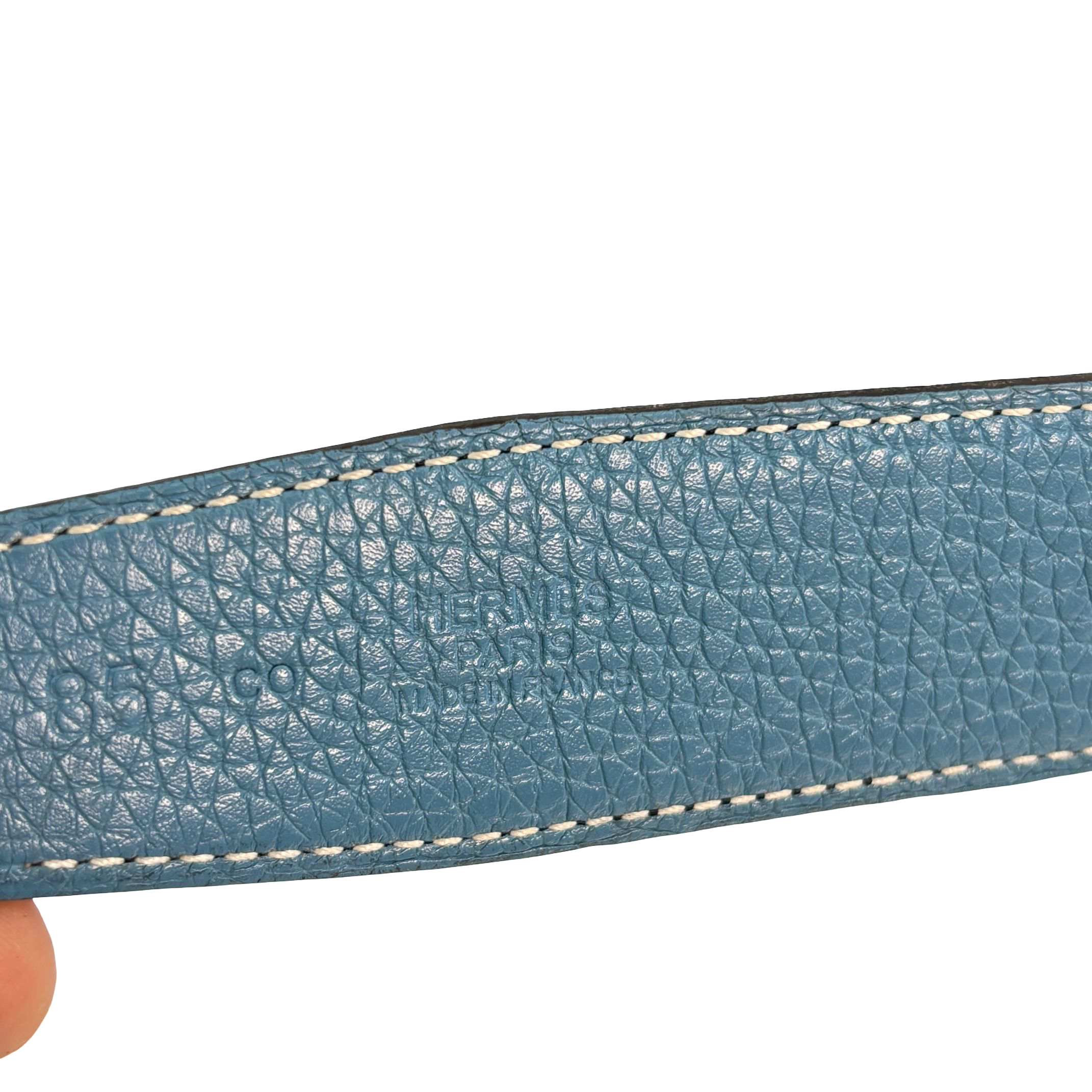 Hermès Constance Belt Blue / Black Leather Size 85