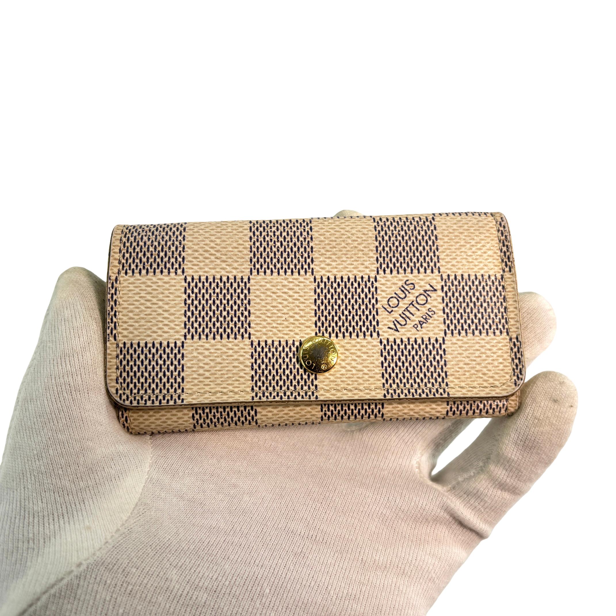 Louis Vuitton 4 Key Holder Damier Azur Canvas