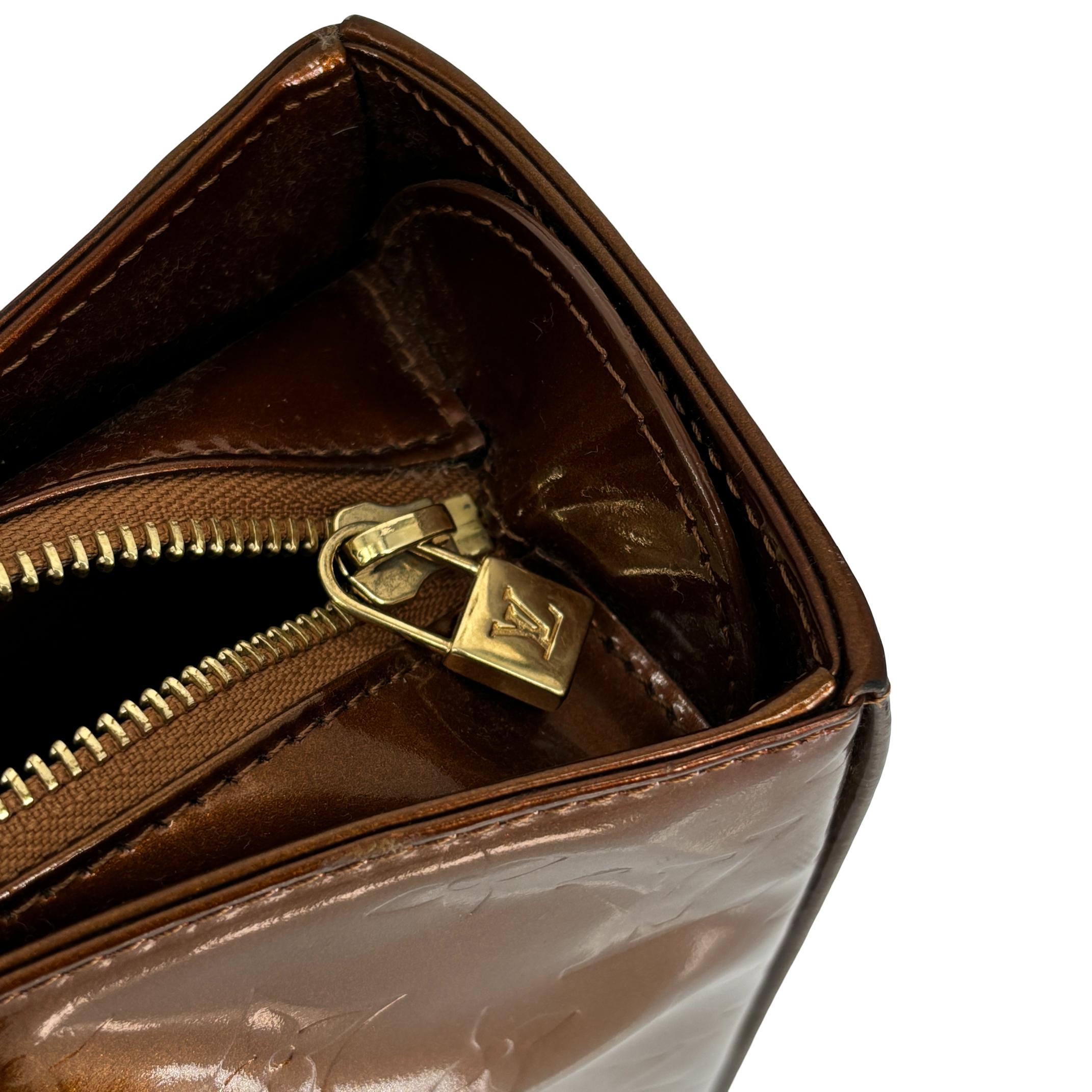 Louis Vuitton Columbus Bag Brown Vernis Leather