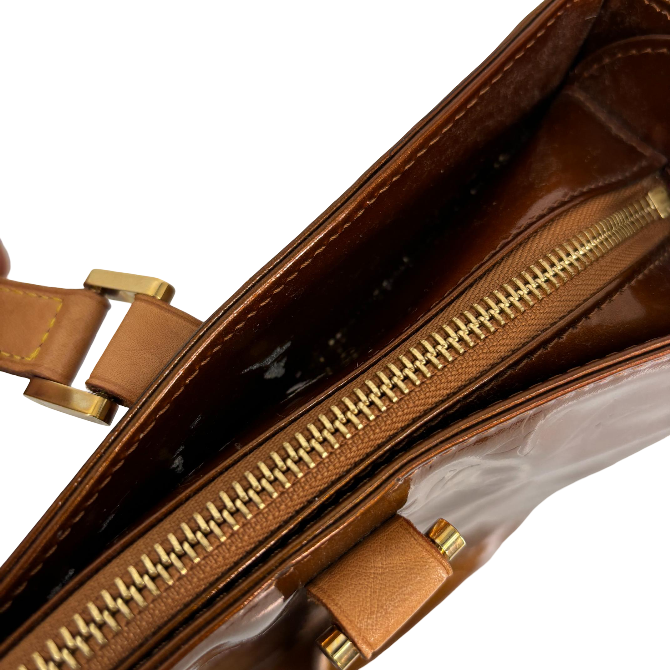 Louis Vuitton Columbus Bag Brown Vernis Leather