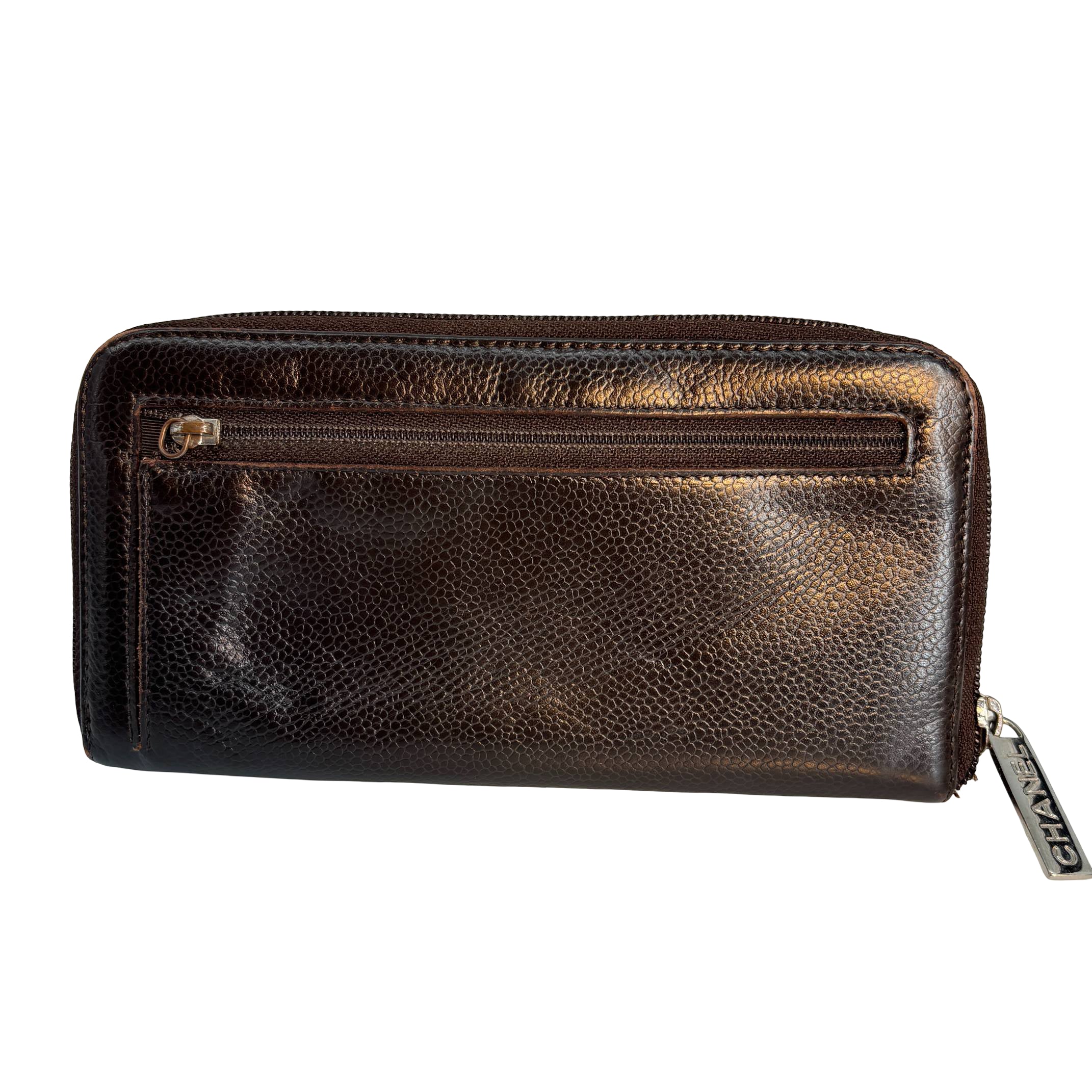 Chanel CC Zippy Wallet Brown Caviar Leather