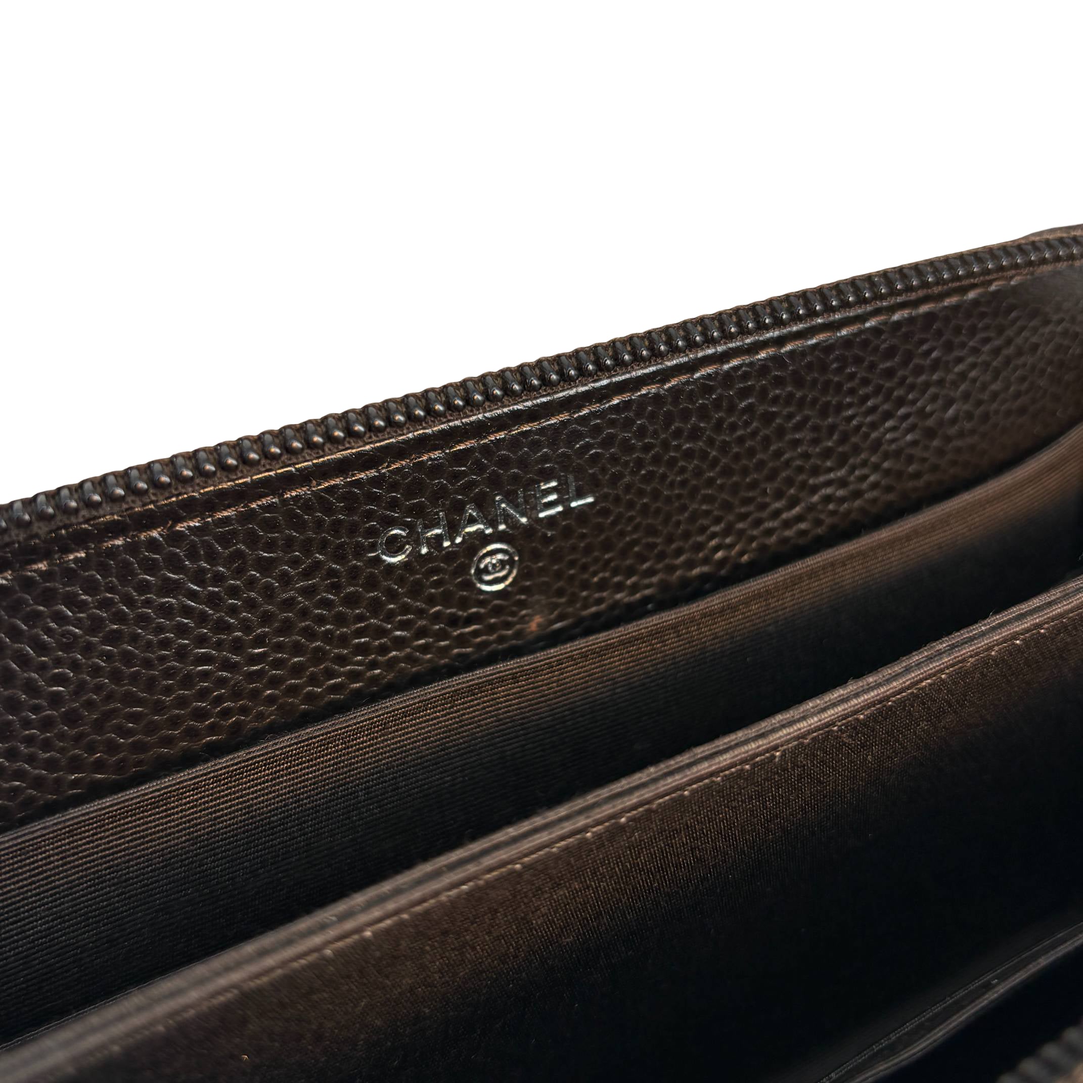 Chanel CC Zippy Wallet Brown Caviar Leather