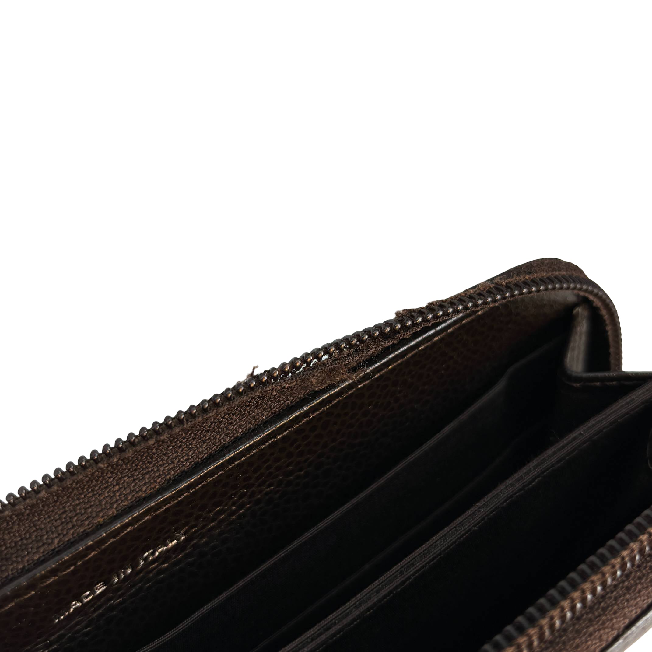 Chanel CC Zippy Wallet Brown Caviar Leather