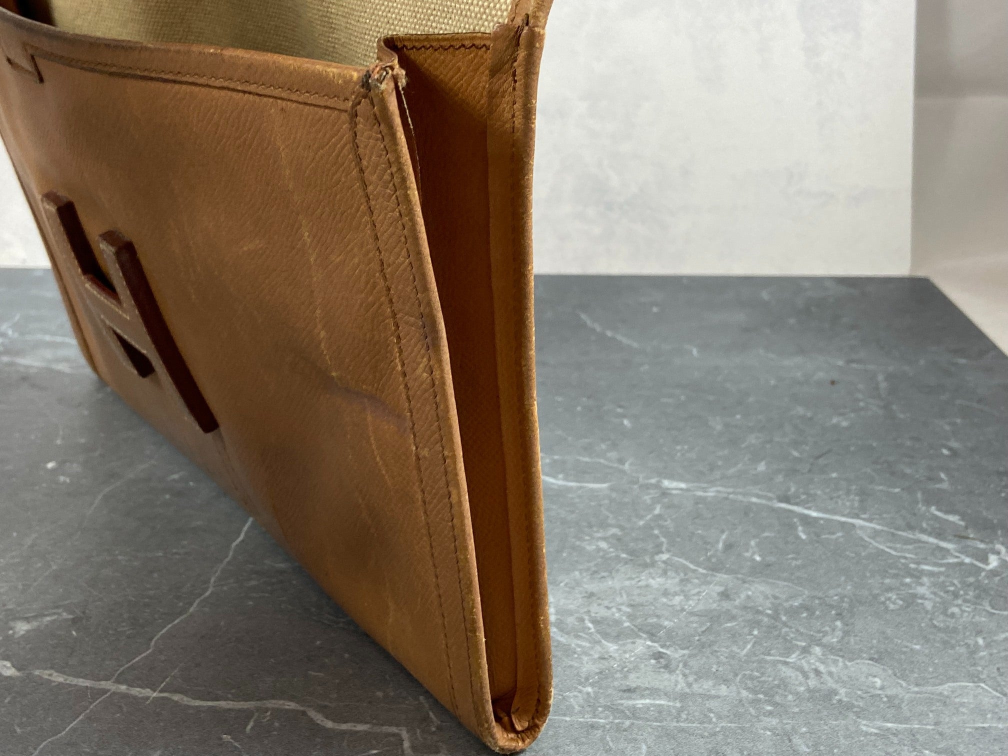 Hermès Jige Clutch Brown Courchevel Leather