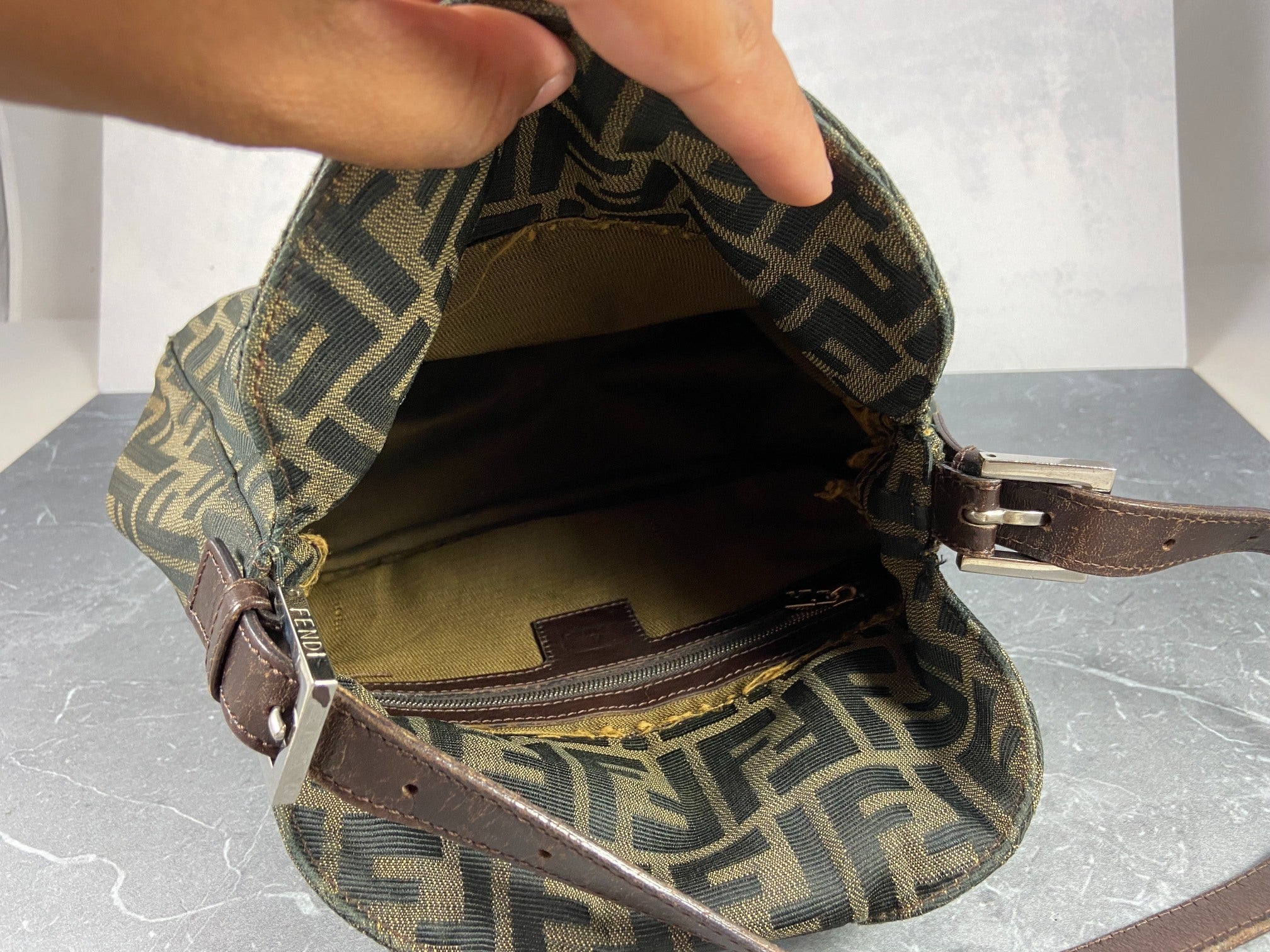 Fendi Mamma Baguette Bag Brown Zucca Monogram