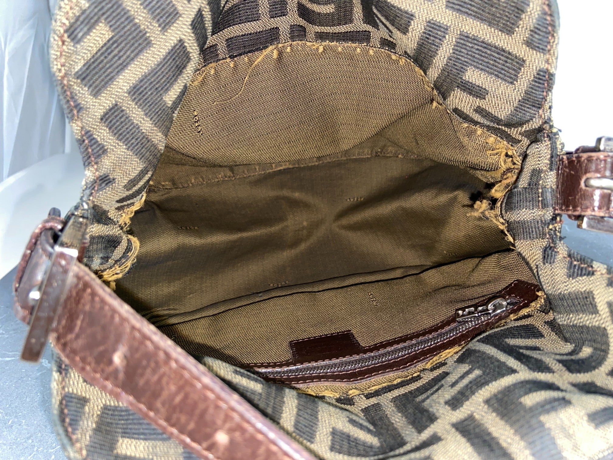 Fendi Mamma Baguette Bag Brown Zucca Monogram