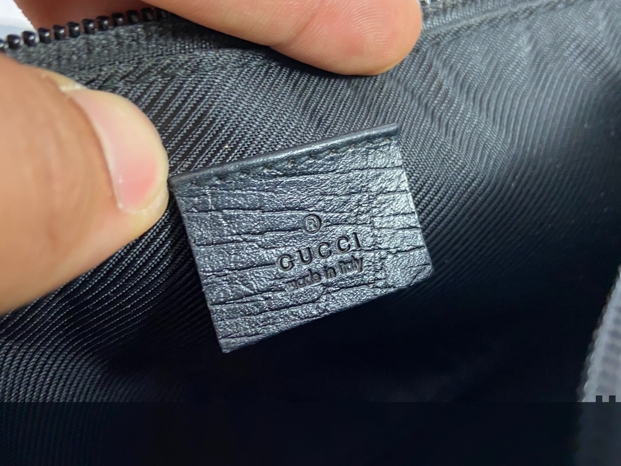 Gucci Banana Boat Accessory Pouch Black GG Monogram