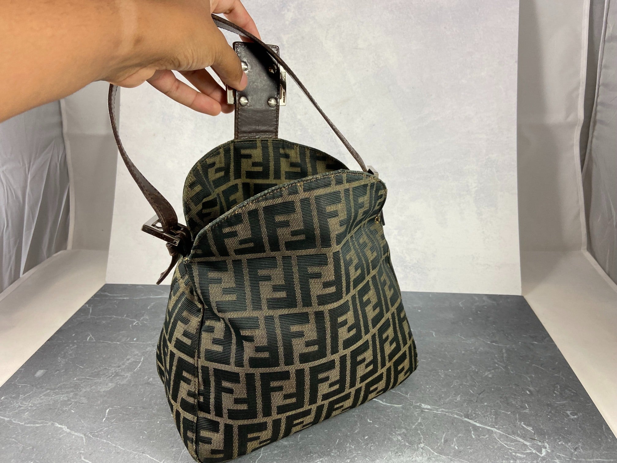 Fendi Mamma Baguette Bag Brown Zucca Monogram