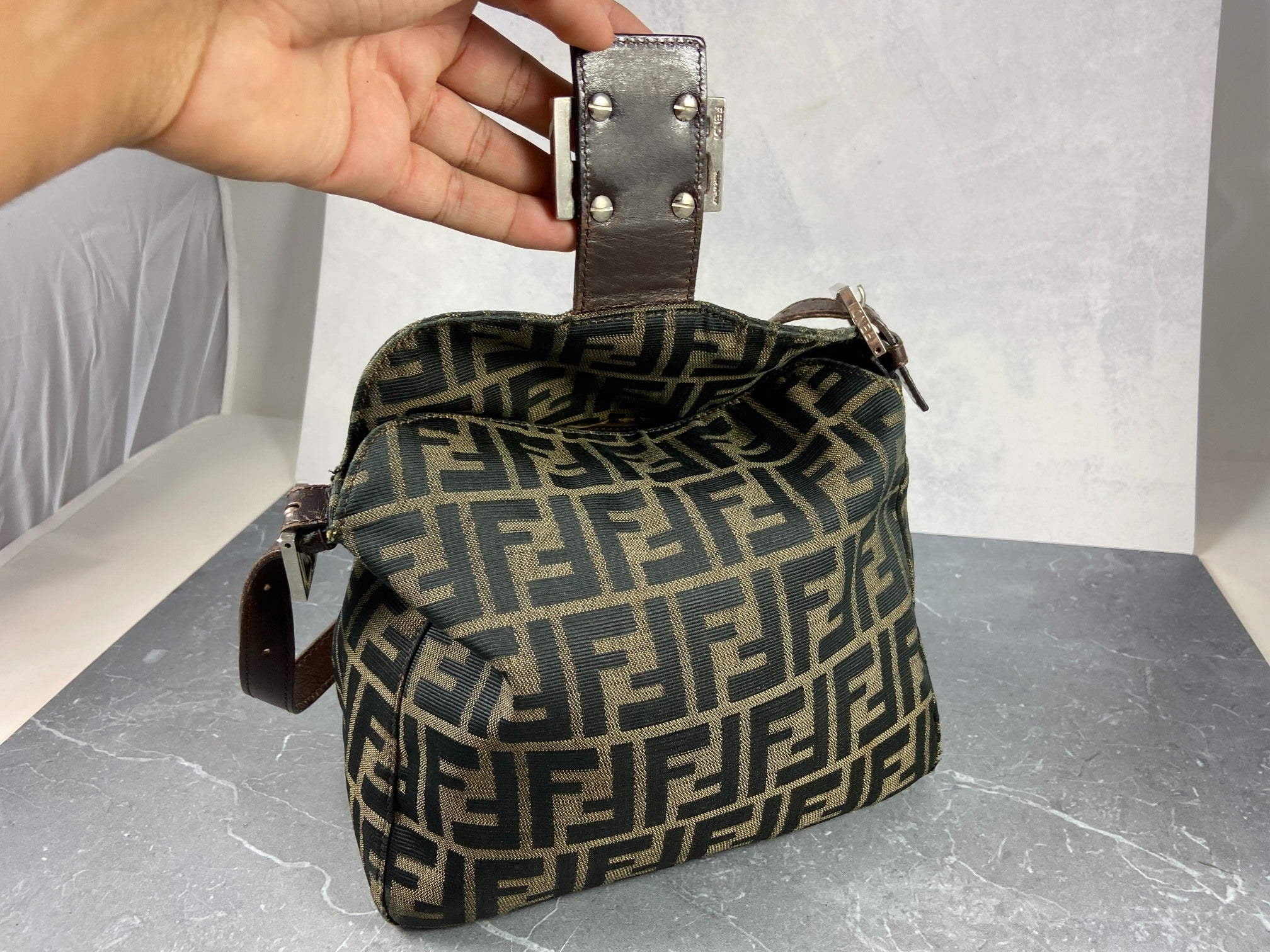 Fendi Mamma Baguette Bag Brown Zucca Monogram