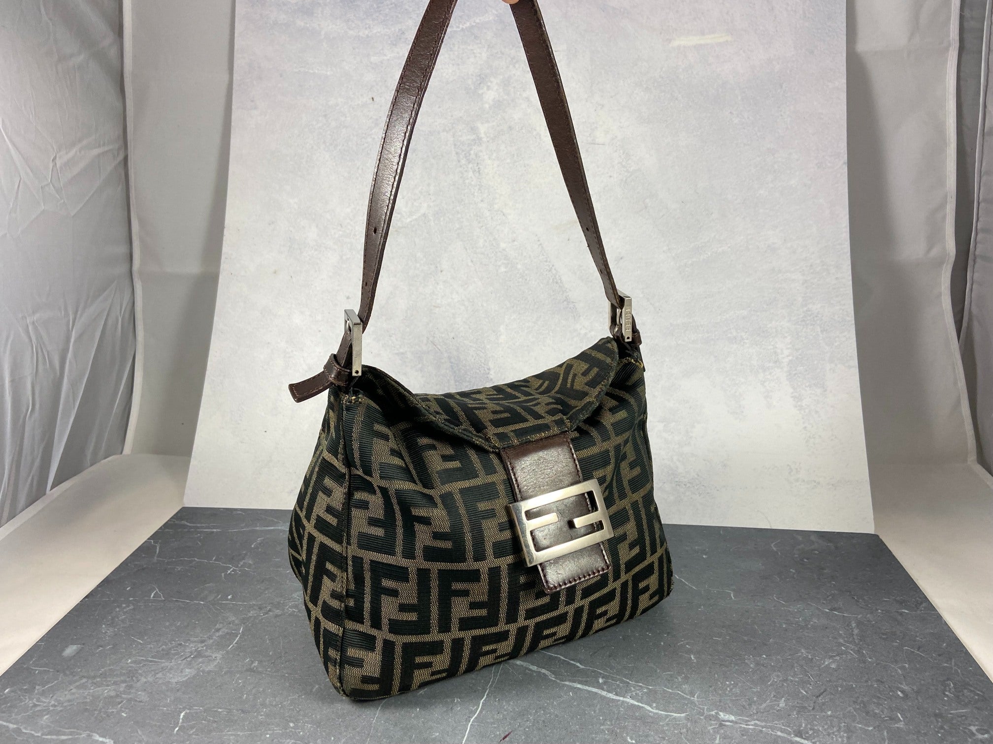 Fendi Mamma Baguette Bag Brown Zucca Monogram