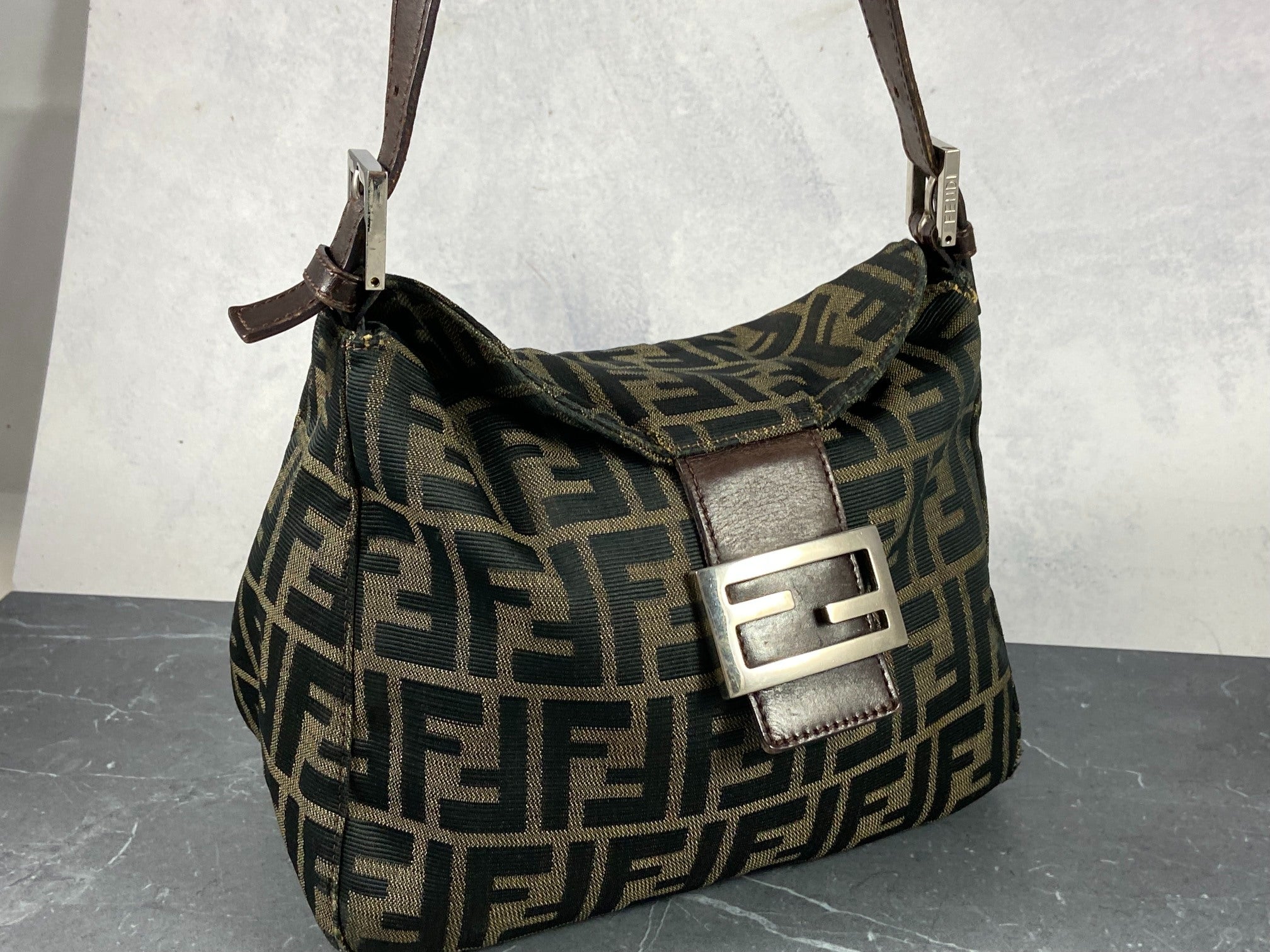 Fendi Mamma Baguette Bag Brown Zucca Monogram