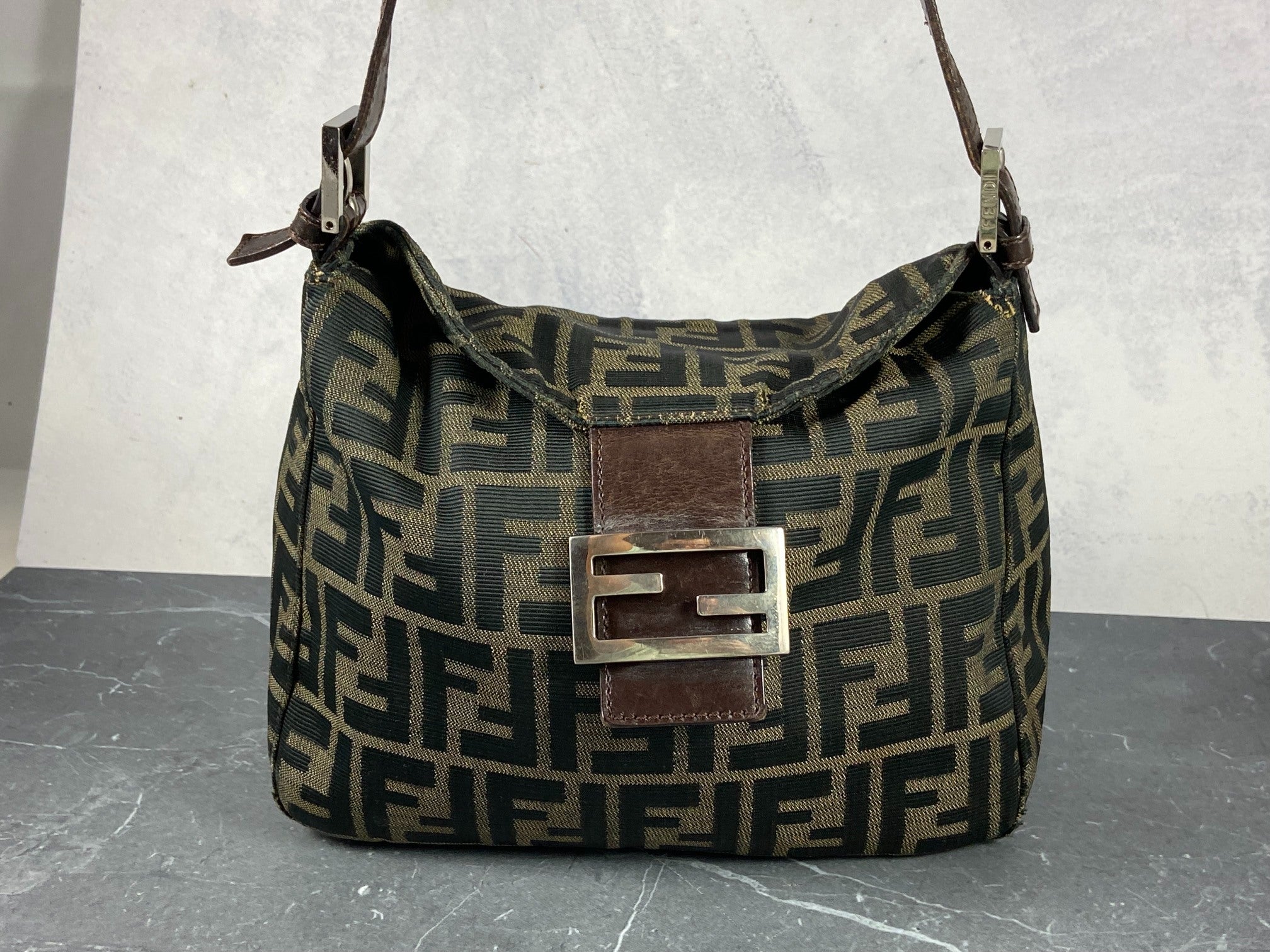 Fendi Mamma Baguette Bag Brown Zucca Monogram