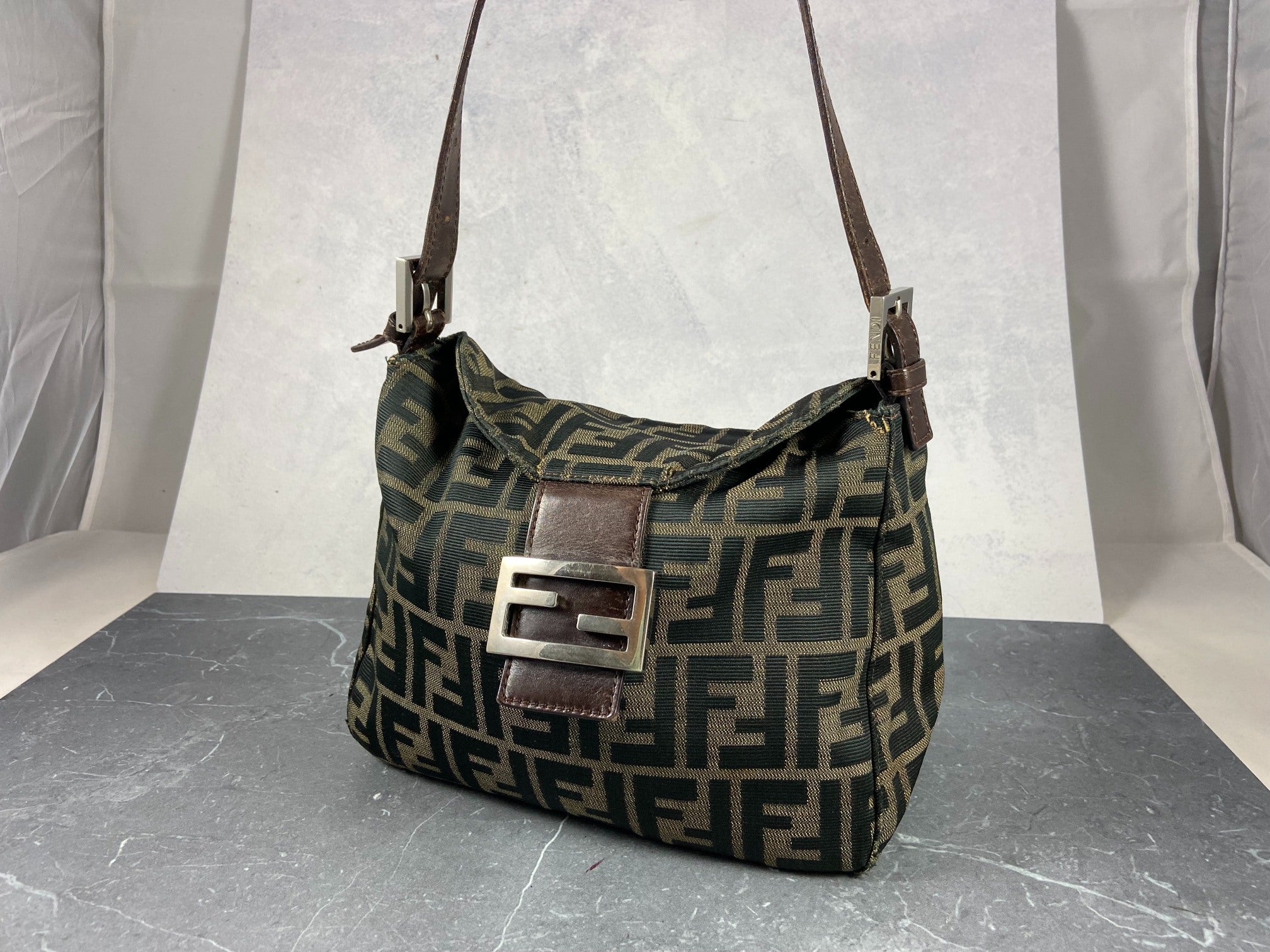 Fendi Mamma Baguette Bag Brown Zucca Monogram