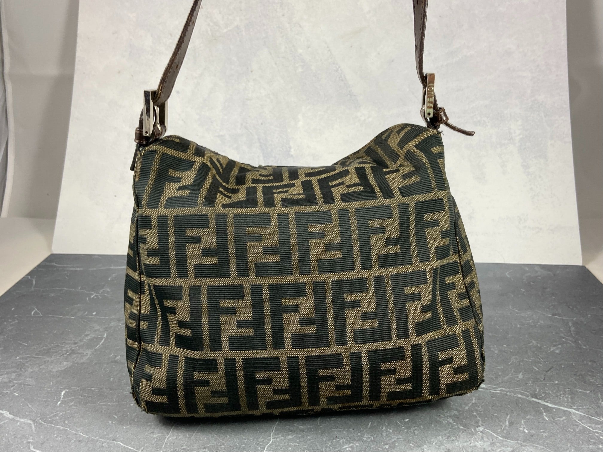 Fendi Mamma Baguette Bag Brown Zucca Monogram