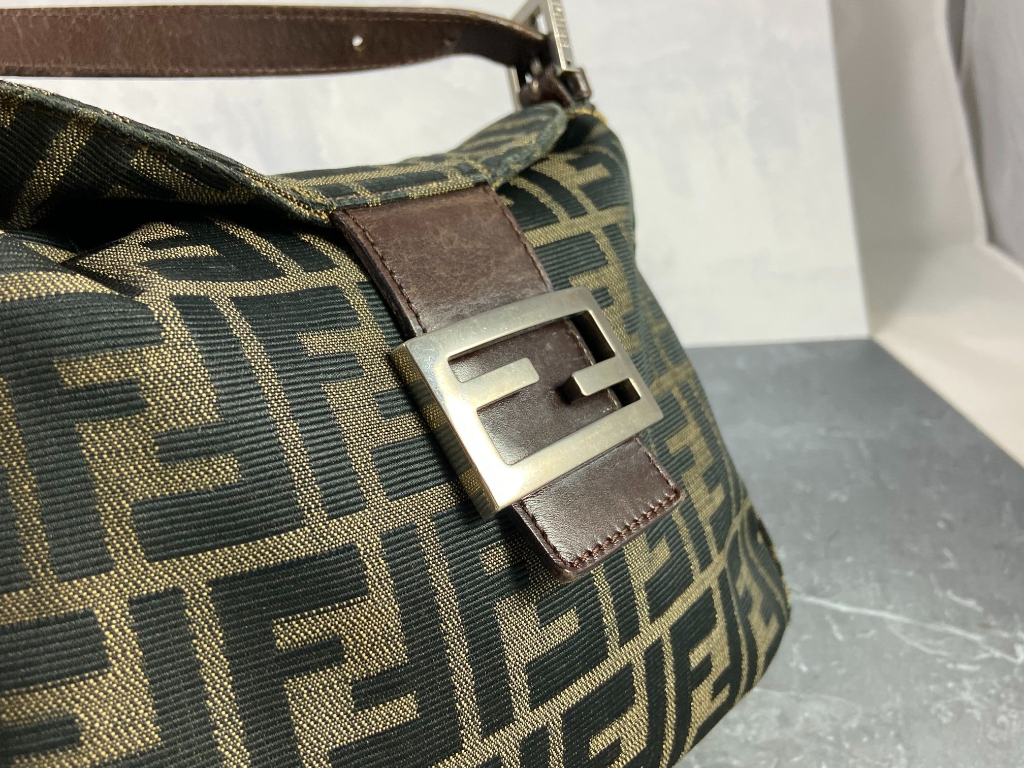 Fendi Mamma Baguette Bag Brown Zucca Monogram