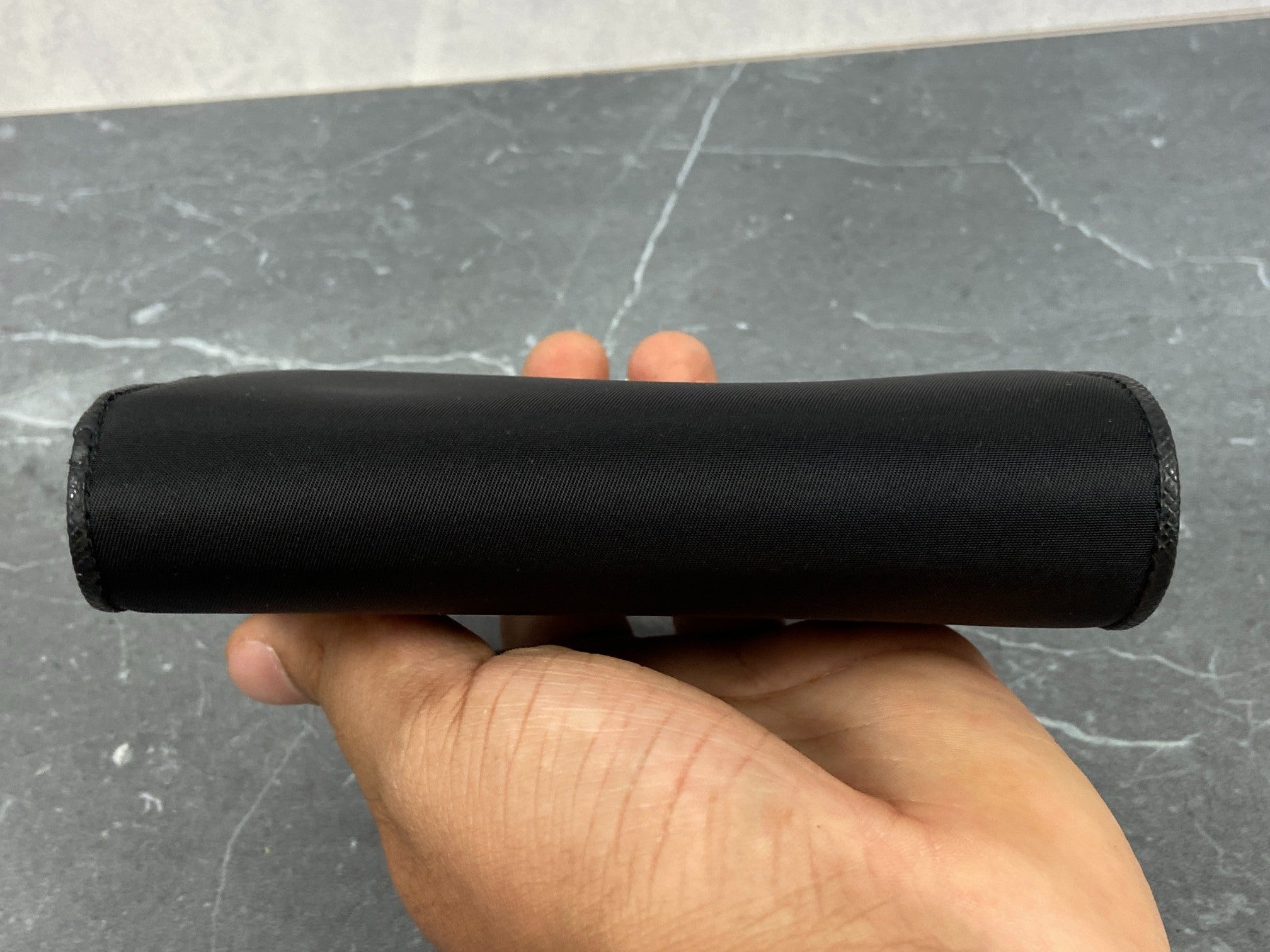 Prada 1ML225 Tessuto Compact Wallet Black full set