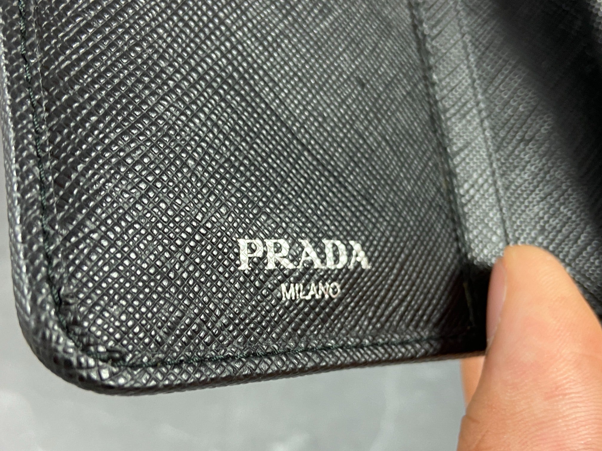 Prada 1ML225 Tessuto Compact Wallet Black full set