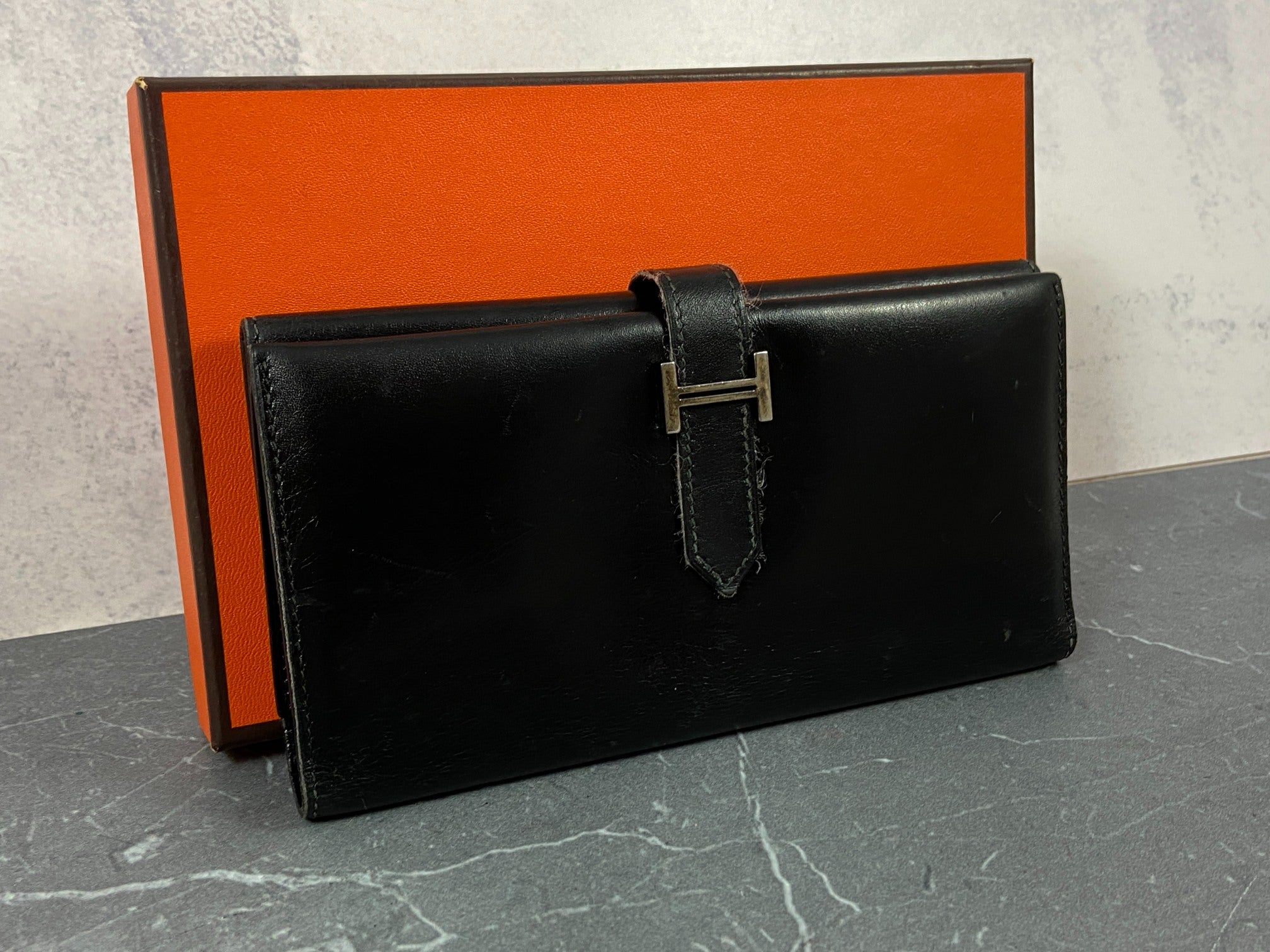 Hermès Béarn Wallet Black Leather incl. Box