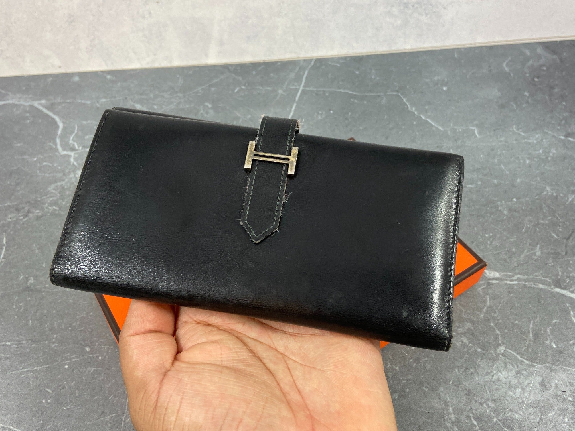 Hermès Béarn Wallet Black Leather incl. Box