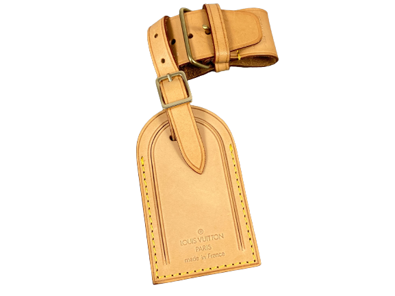 Louis Vuitton Luggage Tag & Handle Belt Beige Vachetta Leather