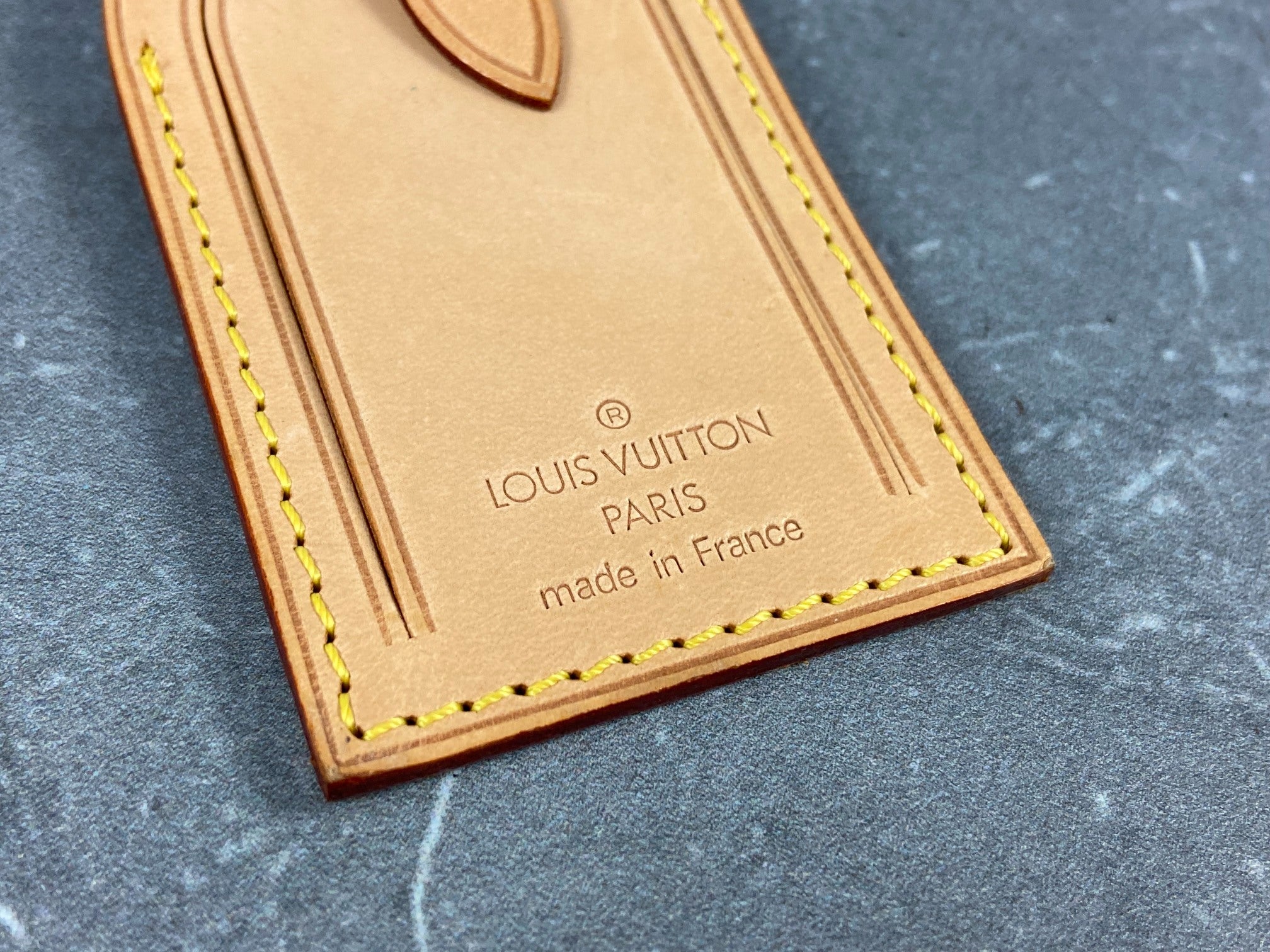 Louis Vuitton Luggage Tag & Handle Belt Beige Vachetta Leather