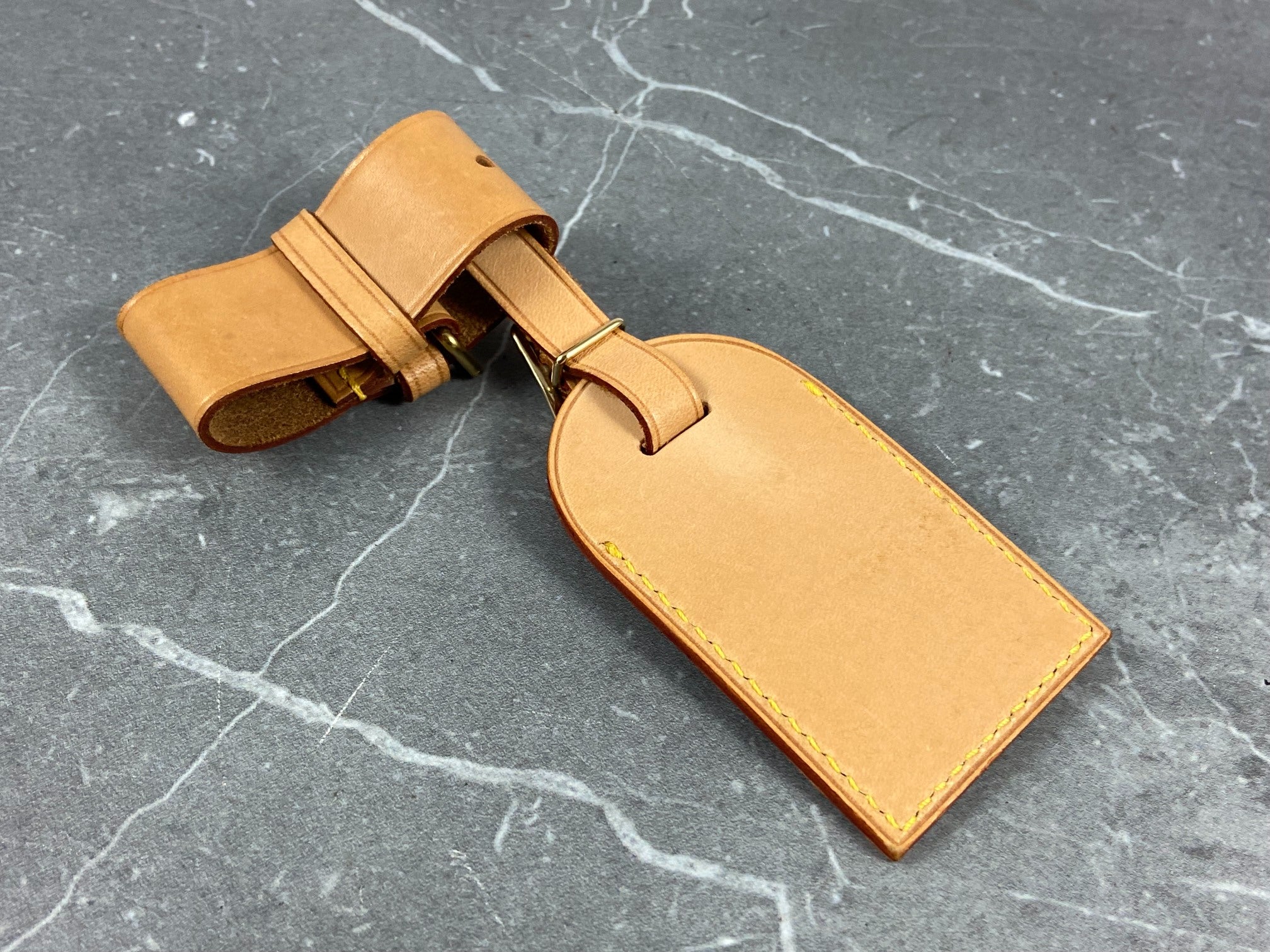 Louis Vuitton Luggage Tag & Handle Belt Beige Vachetta Leather