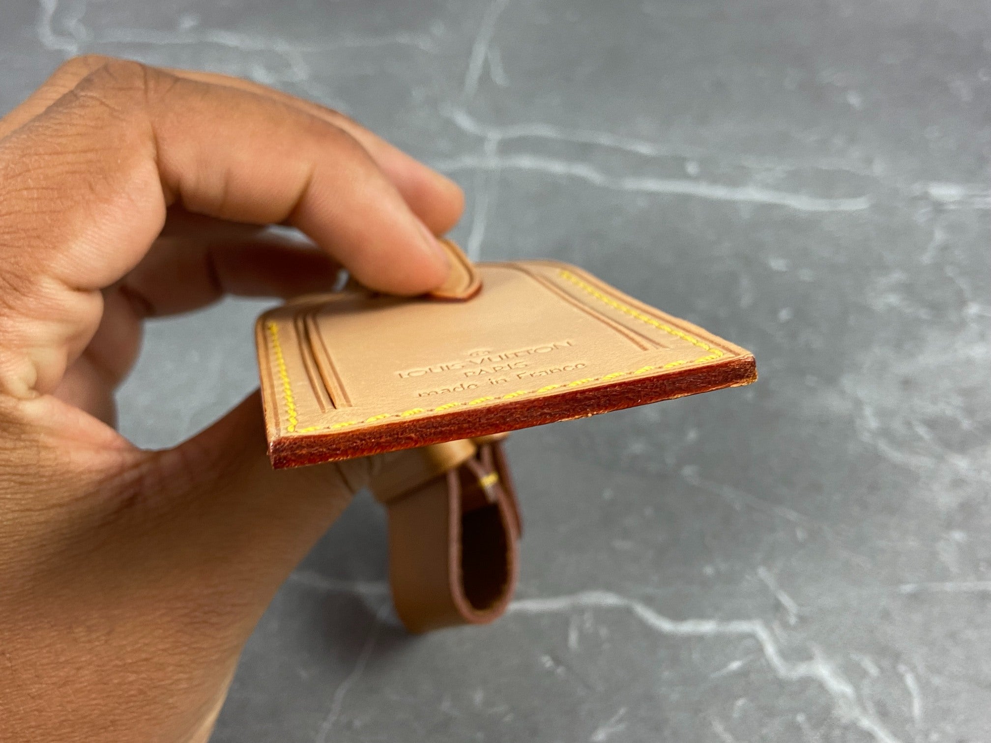 Louis Vuitton Luggage Tag & Handle Belt Beige Vachetta Leather