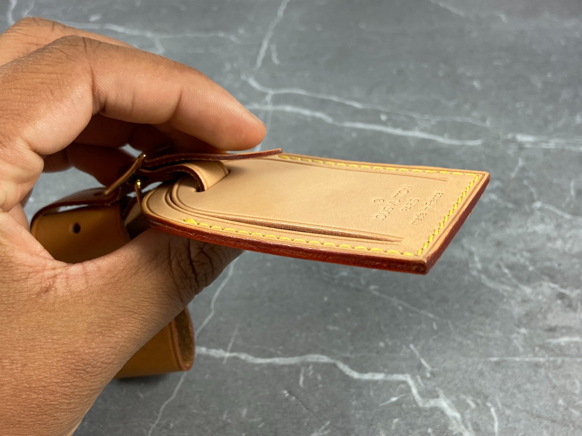 Louis Vuitton Luggage Tag & Handle Belt Beige Vachetta Leather