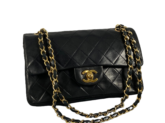 Chanel Timeless / Classique Double Flap Bag Black Lambskin Quilted Matelasse Leather