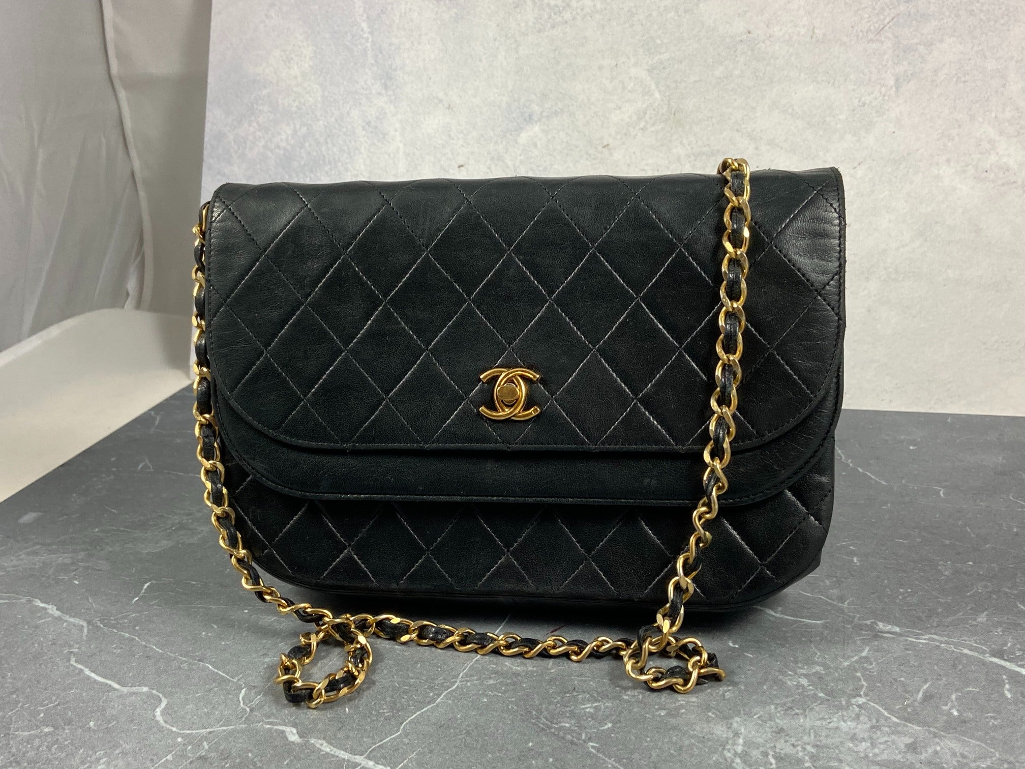 Chanel Matelasse Half-Moon Round Double Flap Bag