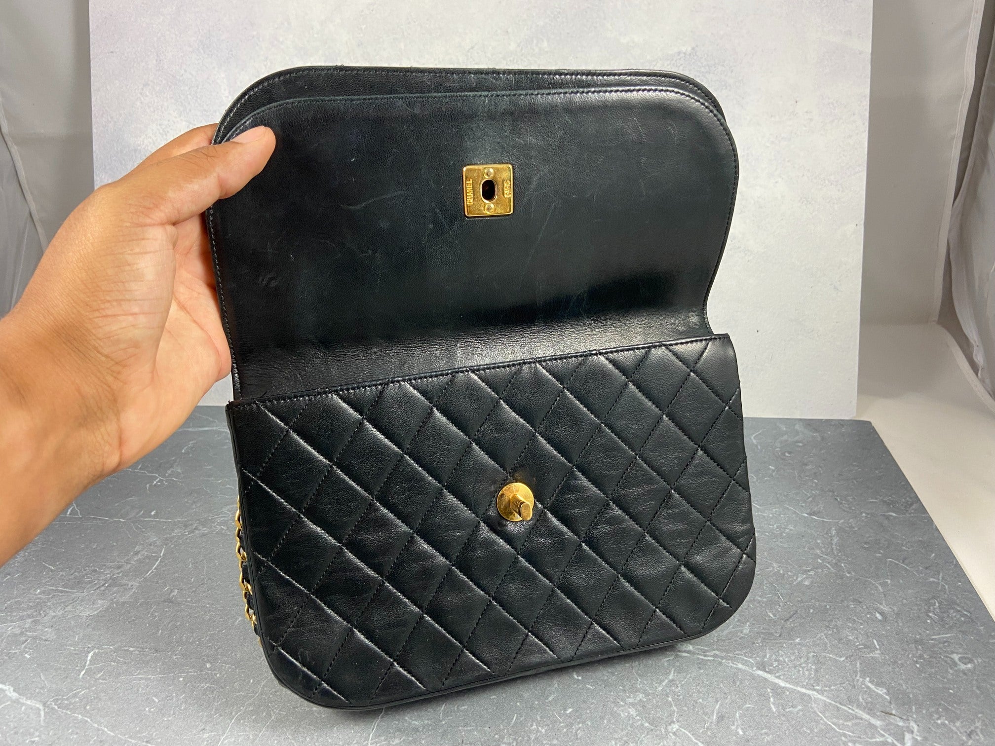 Chanel Matelasse Half-Moon Round Double Flap Bag