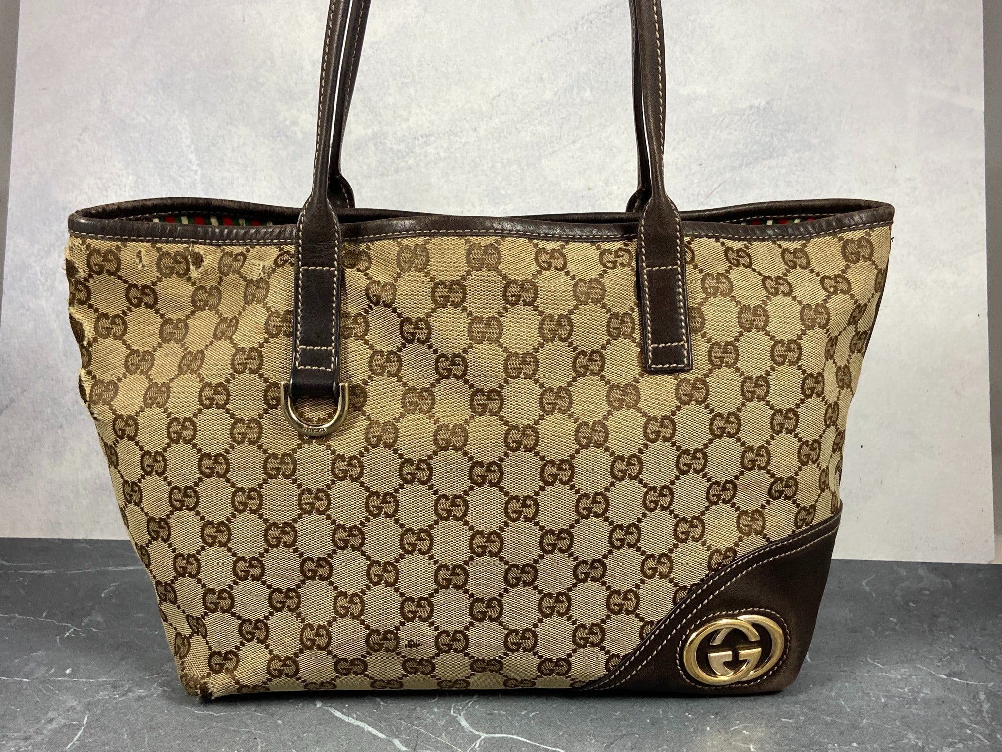 Gucci Britt Hand / Shopper Bag Grey GG Monogram