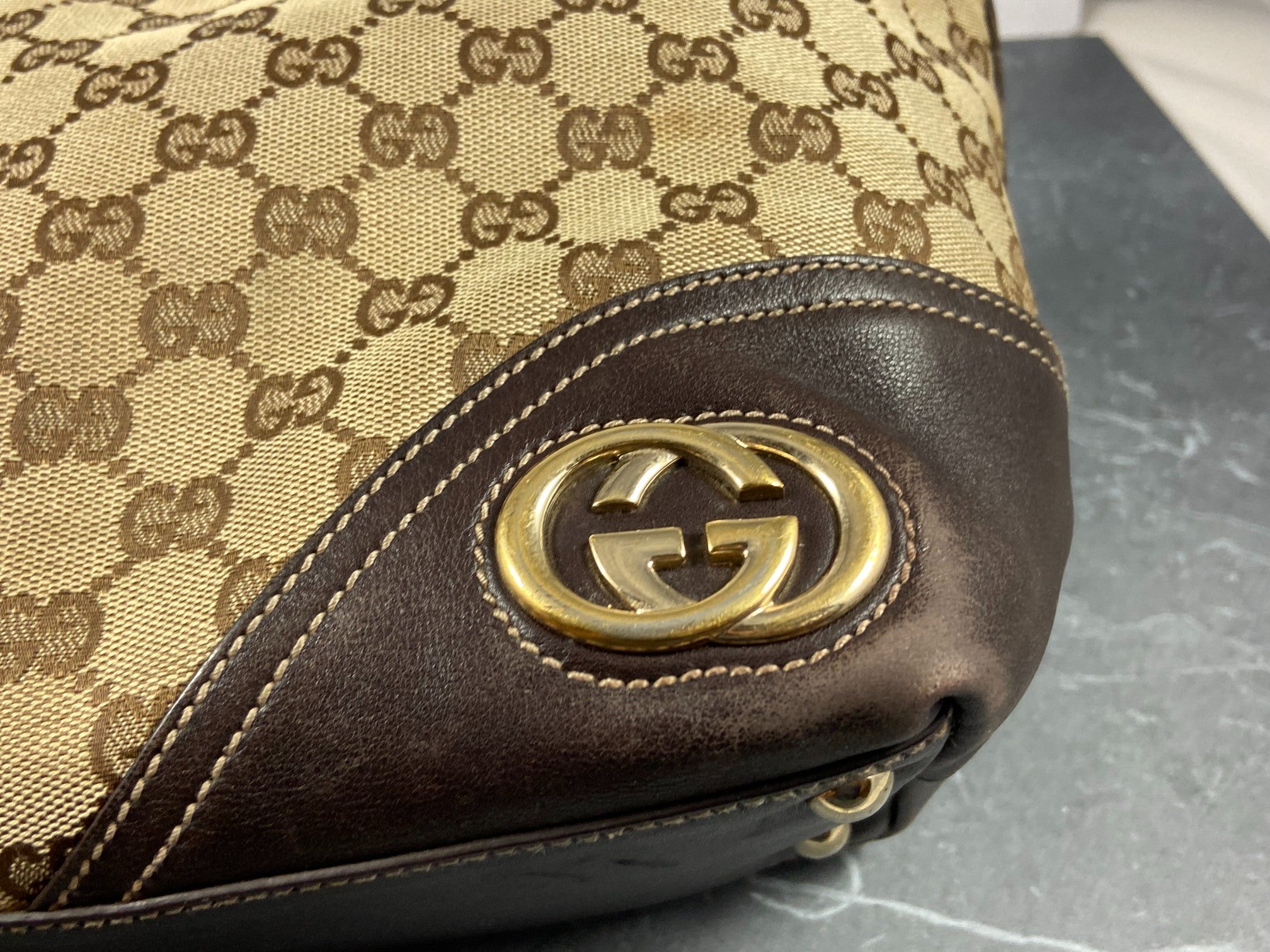 Gucci Britt Hand / Shopper Bag Grey GG Monogram