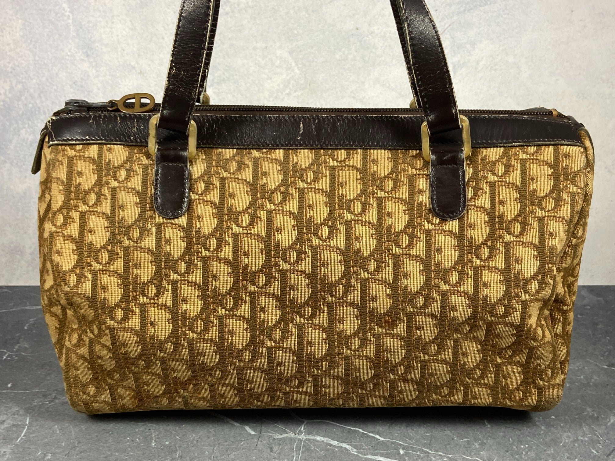 Christian Dior Bowling Bag Brown Trotter Monogram