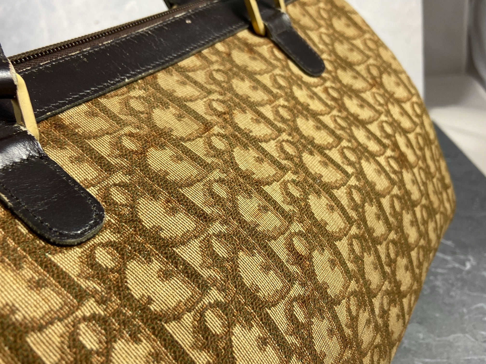 Christian Dior Bowling Bag Brown Trotter Monogram