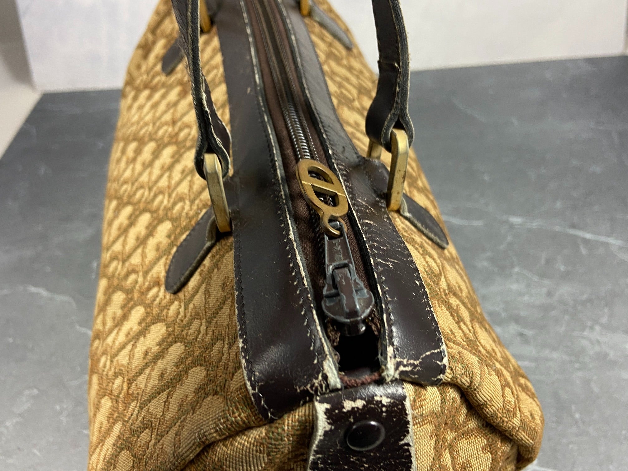 Christian Dior Bowling Bag Brown Trotter Monogram